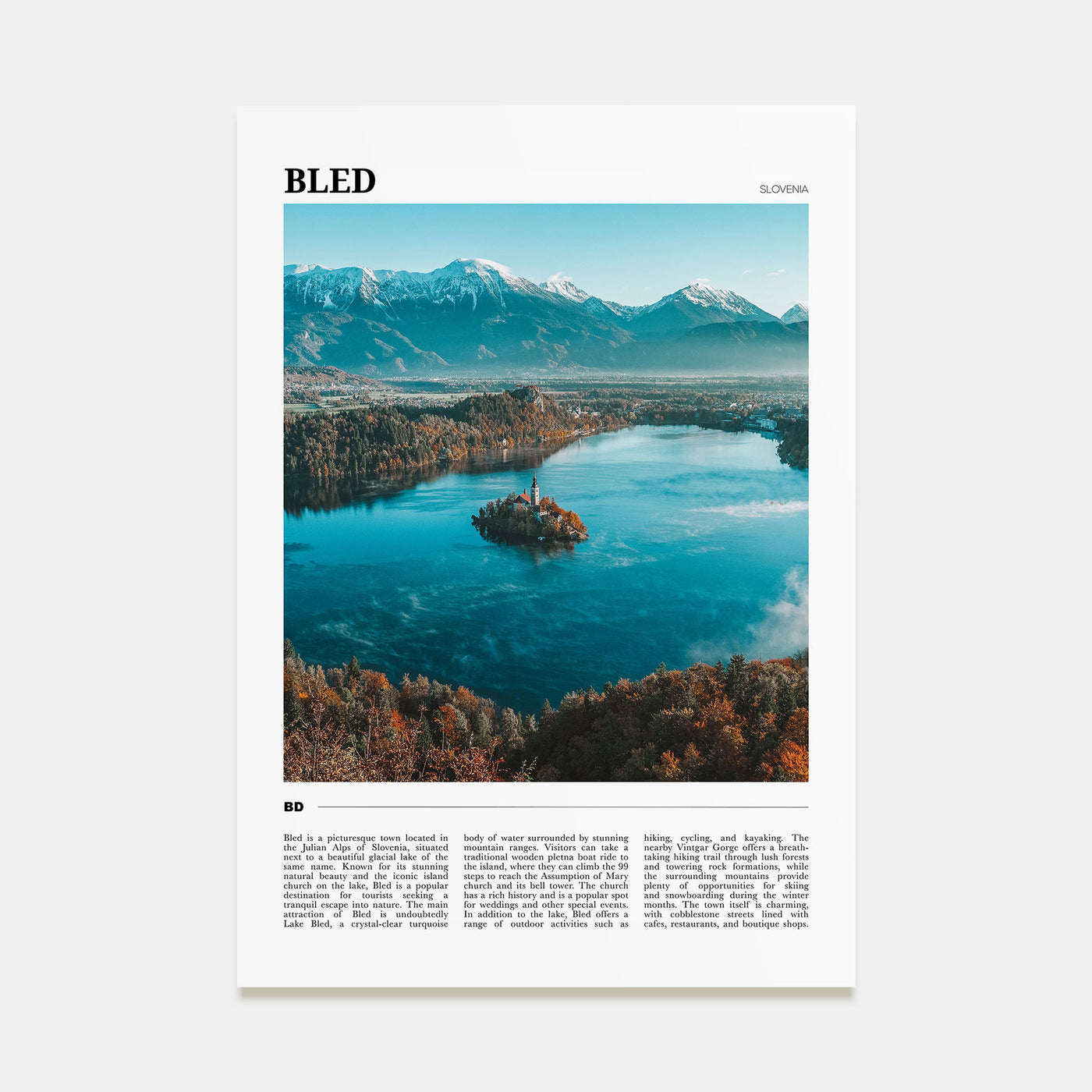 Bled Travel Color Poster