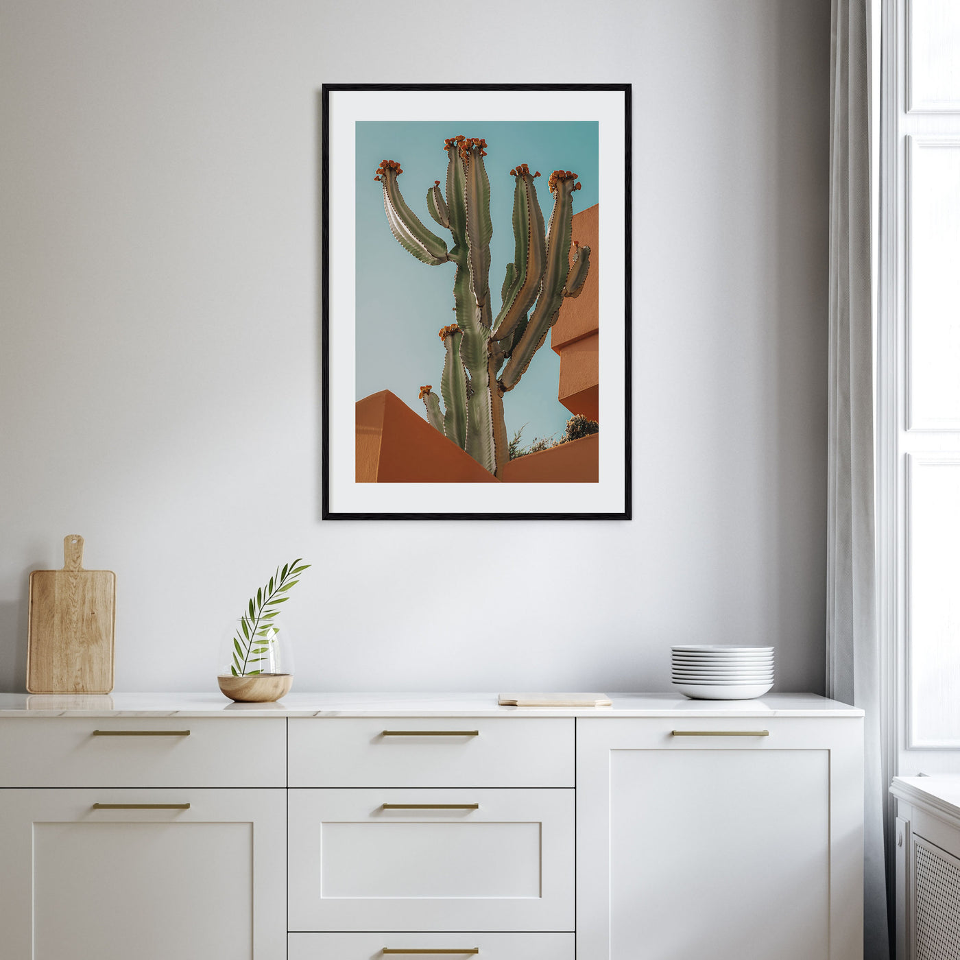 Blooming Cactus Sandy Walls Photo Color Poster