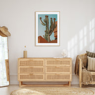 Blooming Cactus Sandy Walls Photo Color Poster