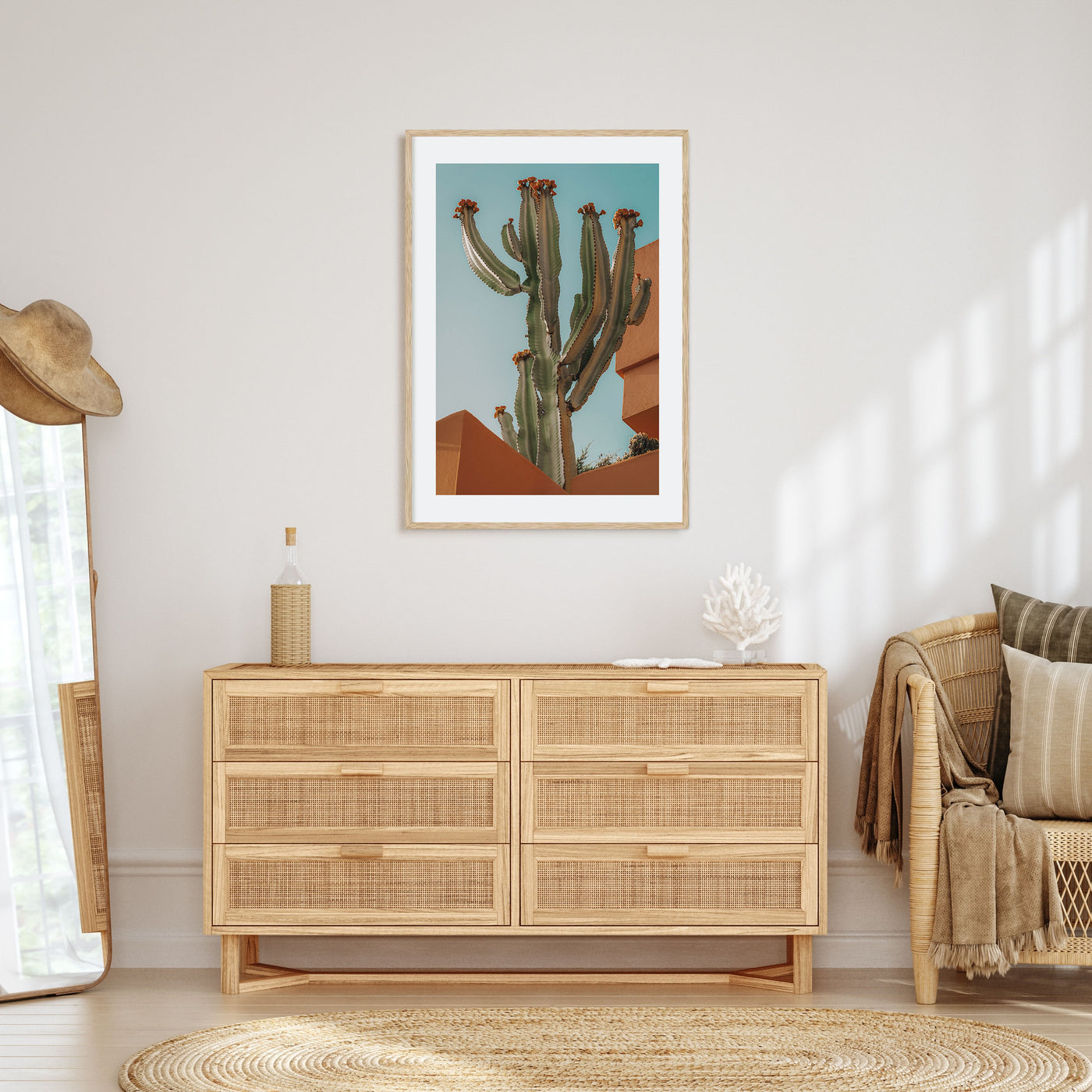 Blooming Cactus Sandy Walls Photo Color Poster