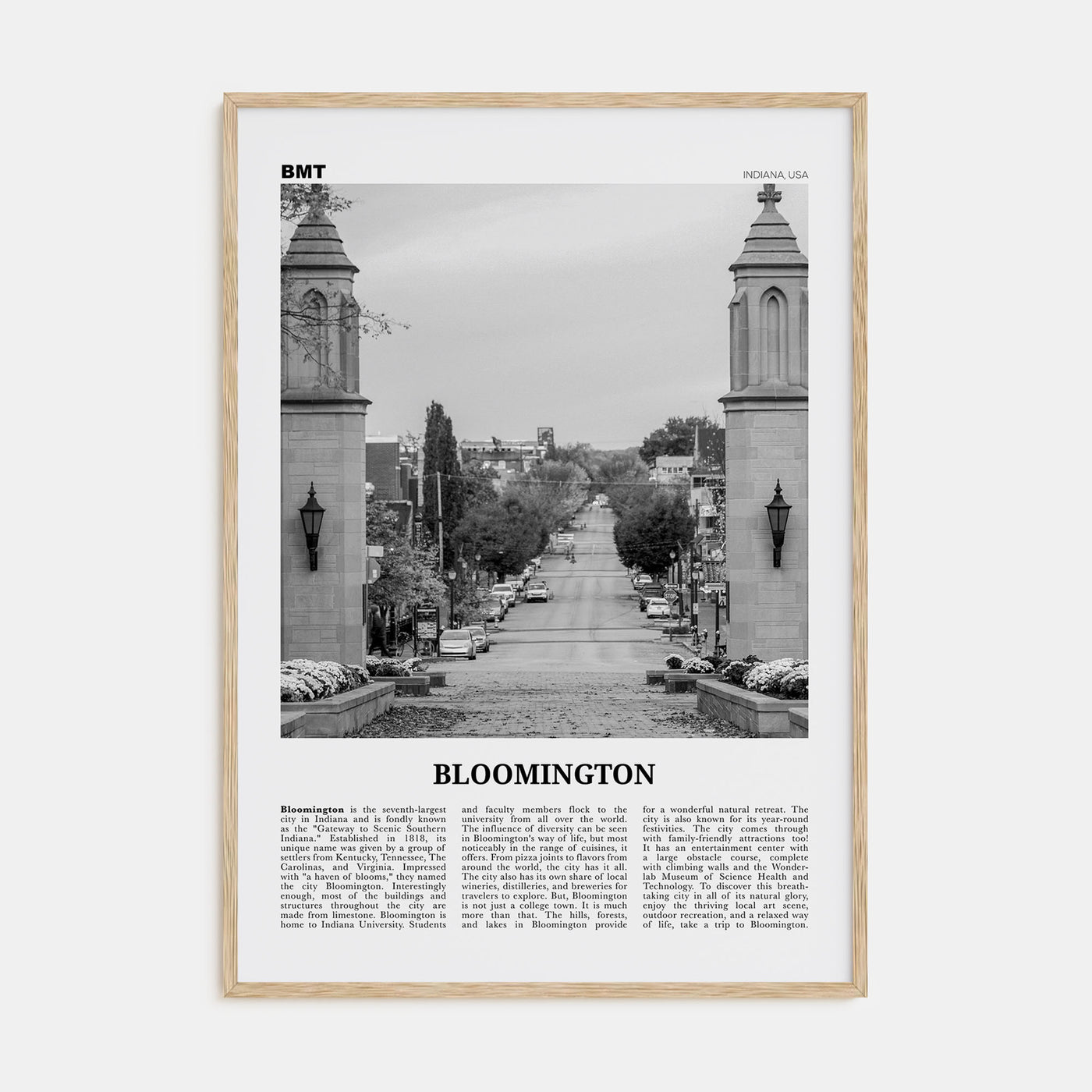 Bloomington Travel B&W Poster