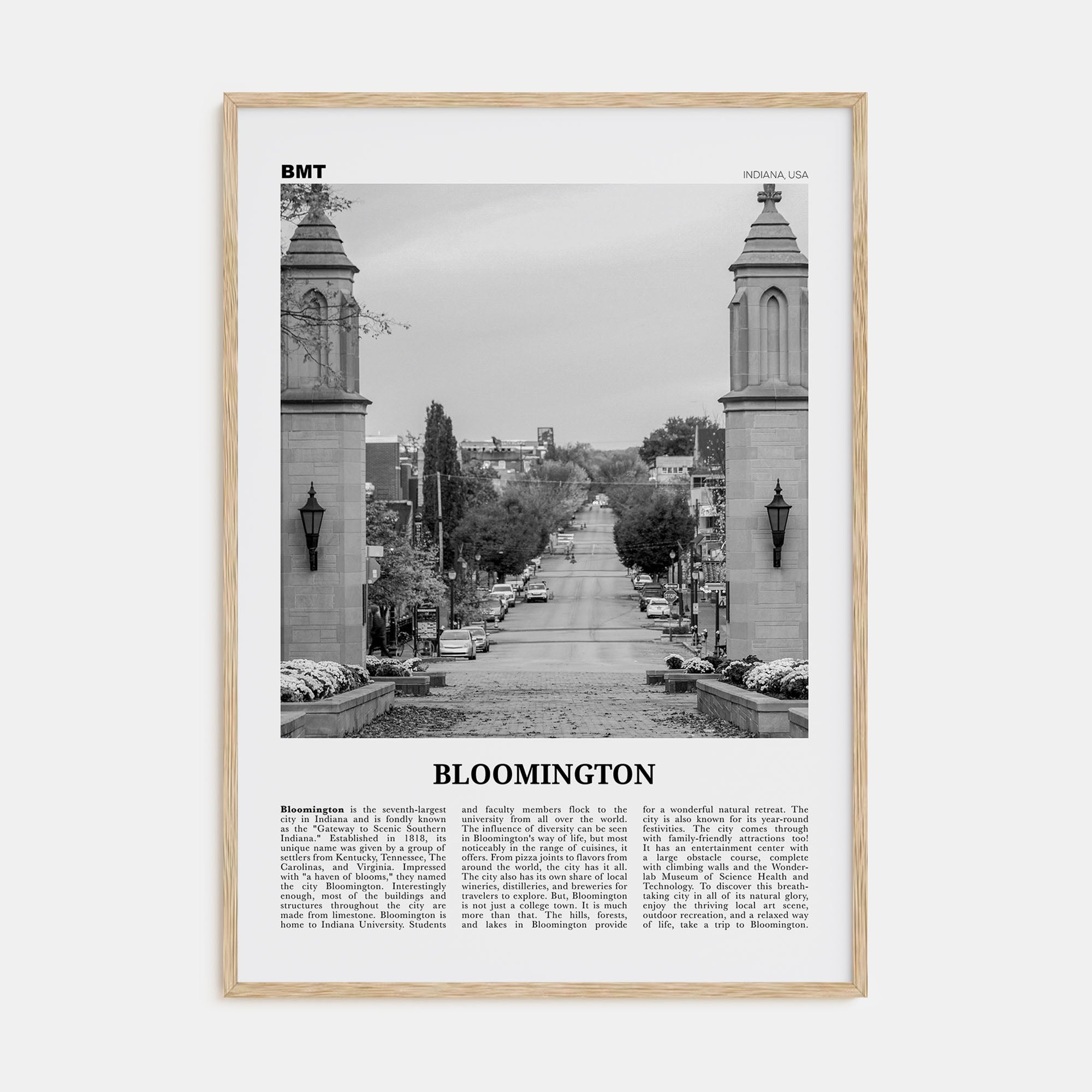 Bloomington Travel B&W Poster
