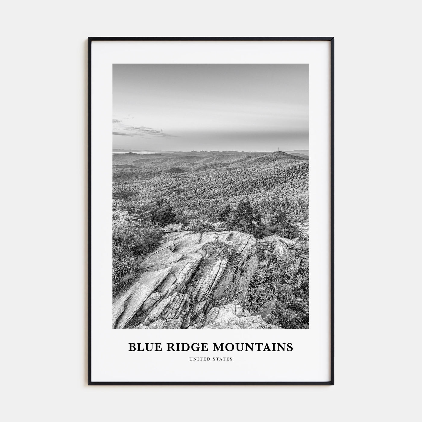Blue Ridge Mountains Portrait B&W Poster
