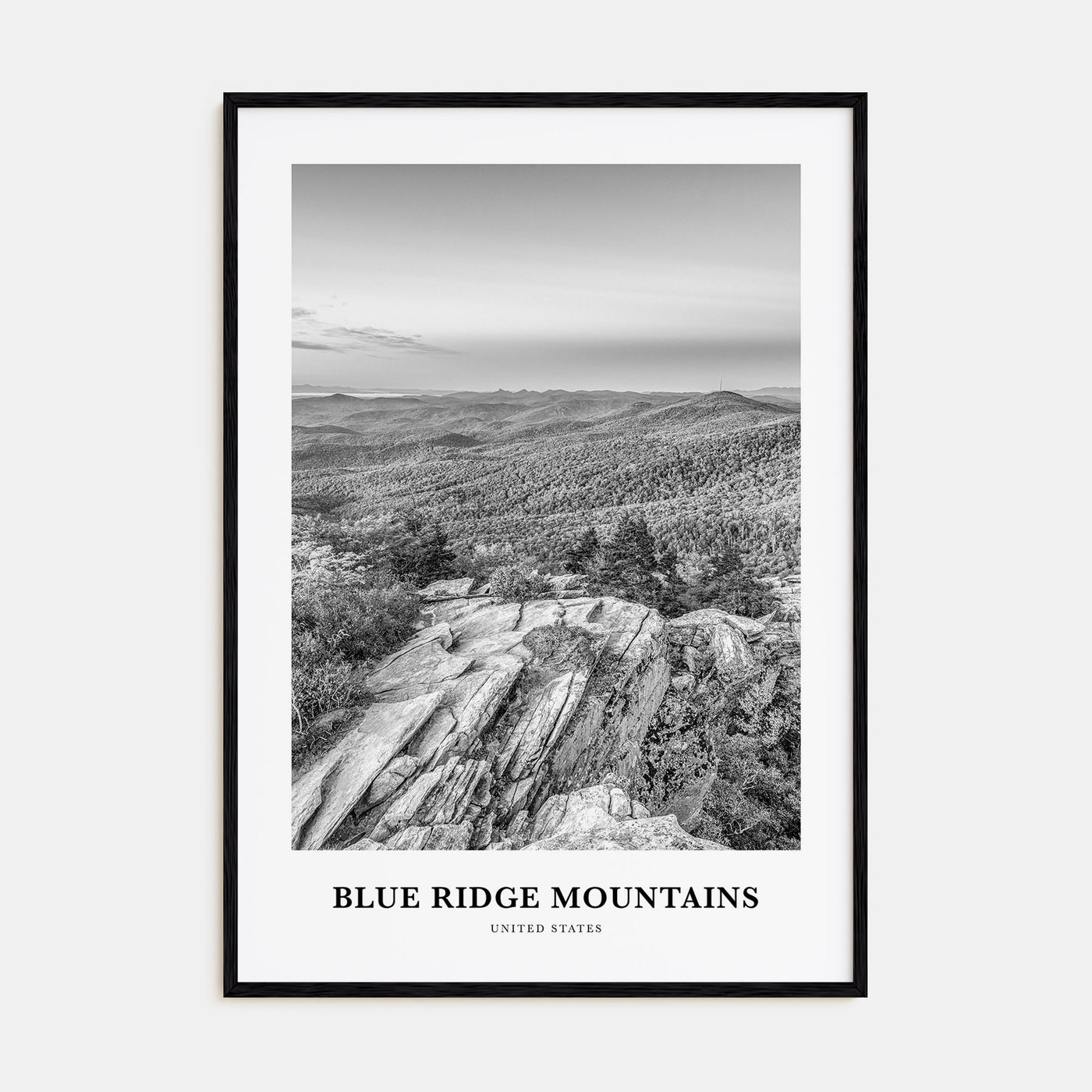 Blue Ridge Mountains Portrait B&W Poster
