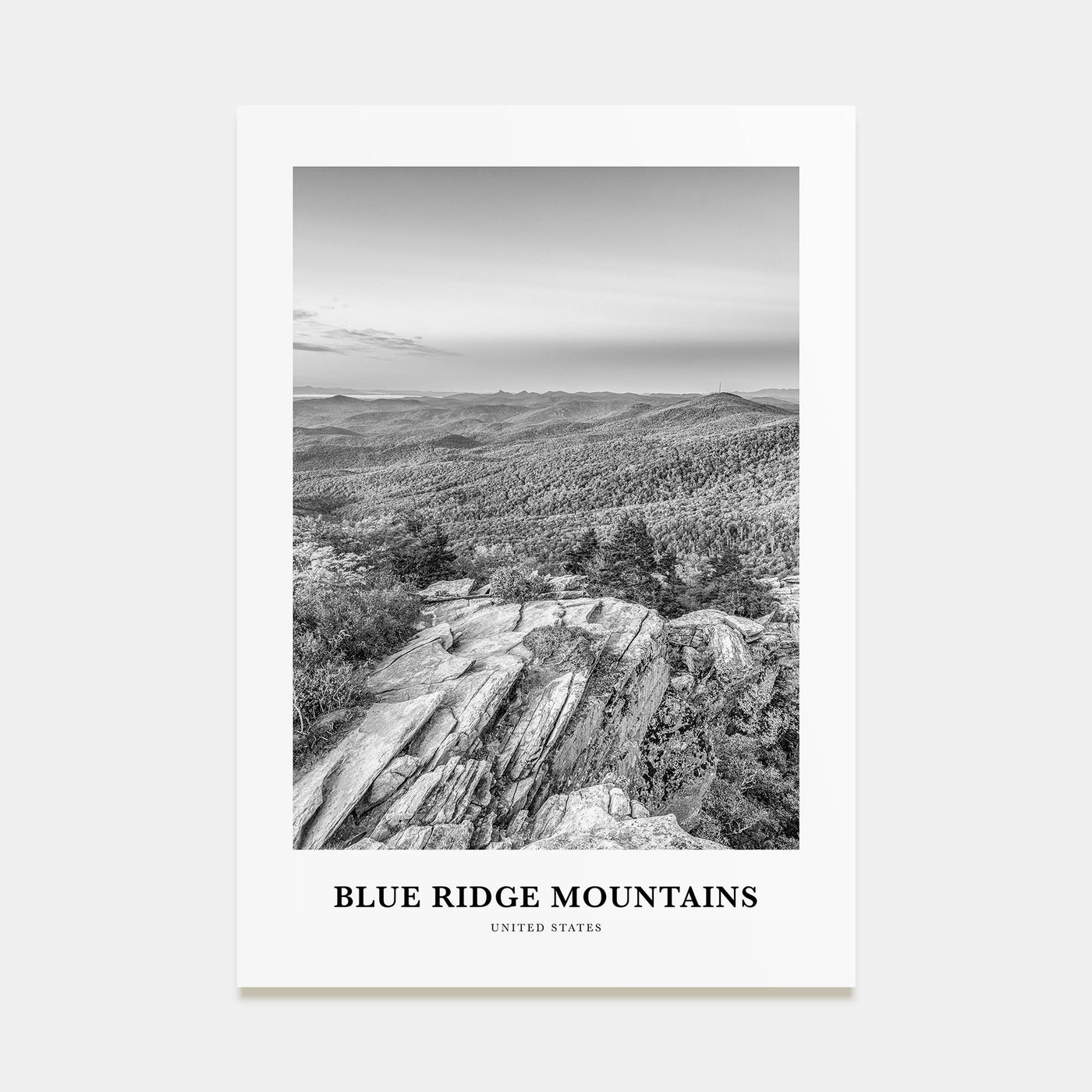 Blue Ridge Mountains Portrait B&W Poster