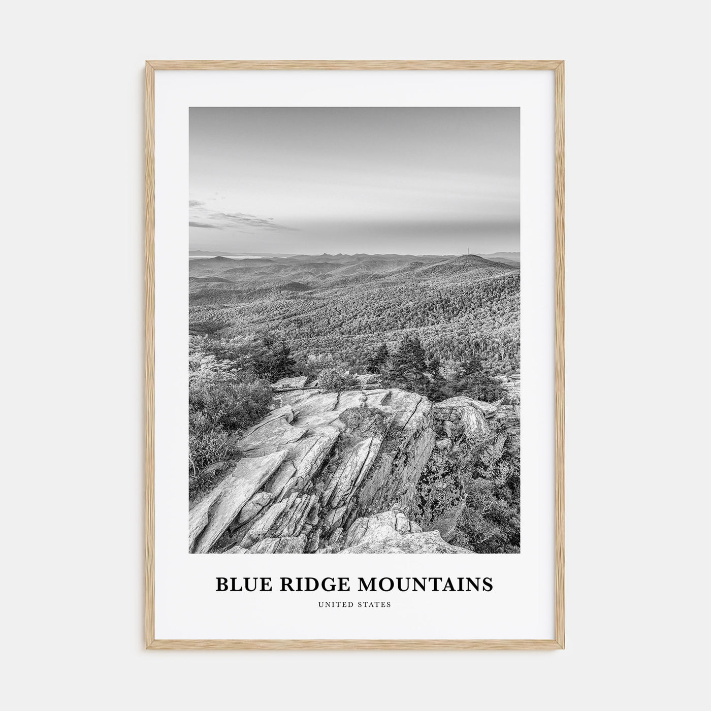 Blue Ridge Mountains Portrait B&W Poster