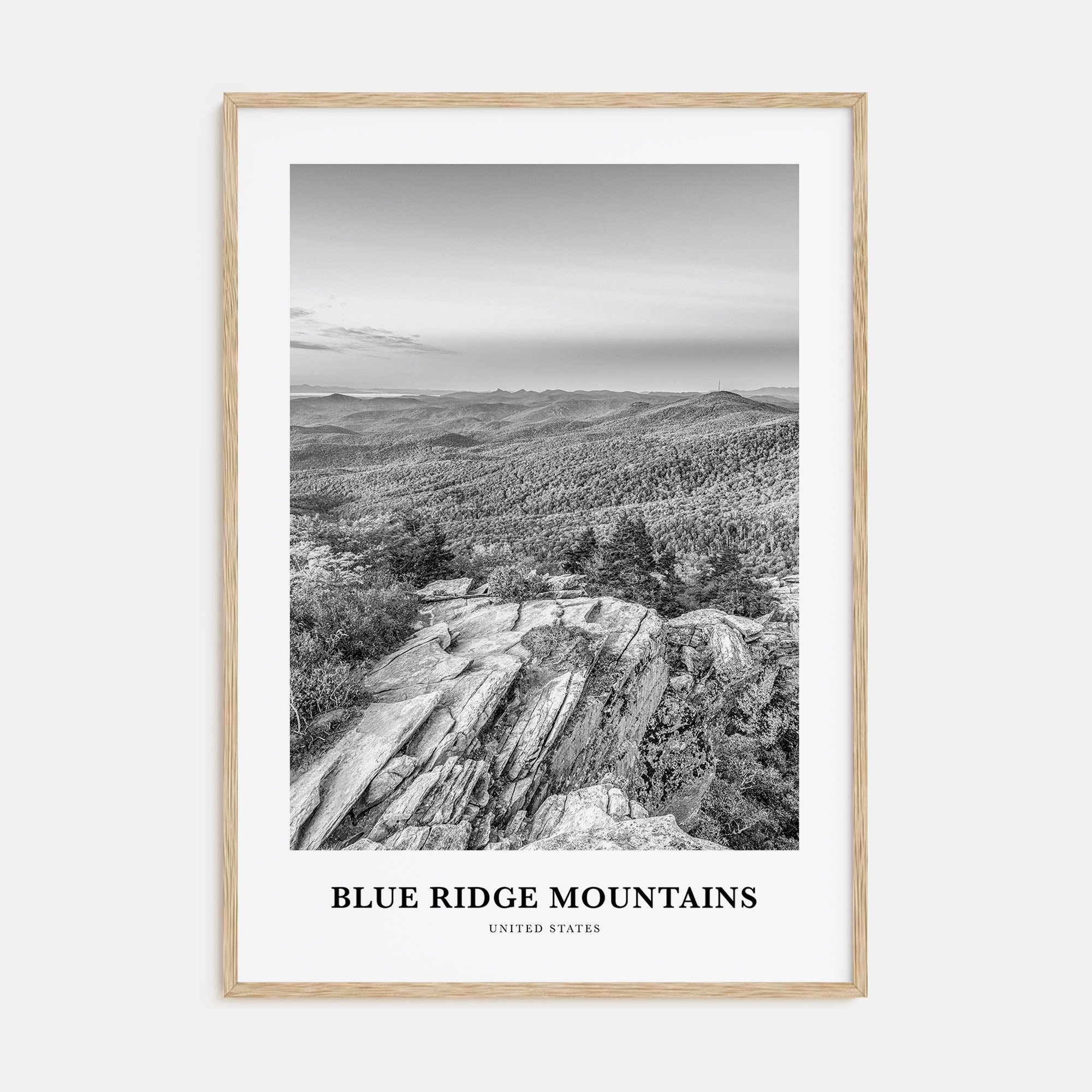 Blue Ridge Mountains Portrait B&W Poster