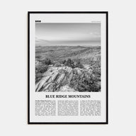 Blue Ridge Mountains Travel B&W Poster
