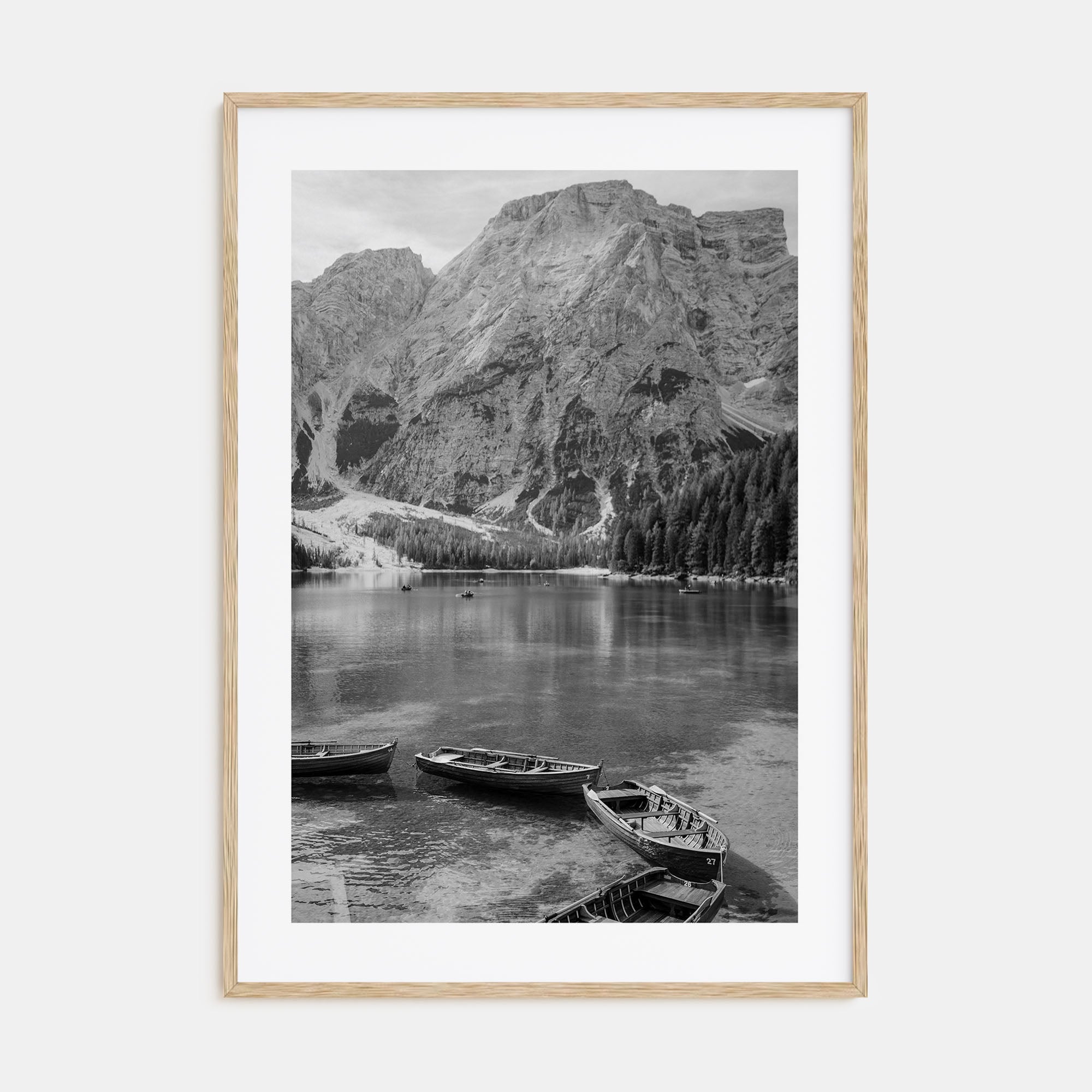 Boat in Lake Photo B&W Poster