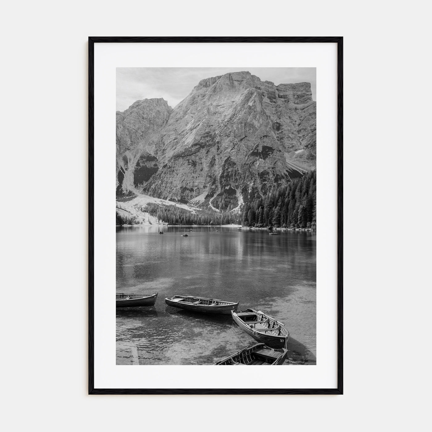 Boat in Lake Photo B&W Poster