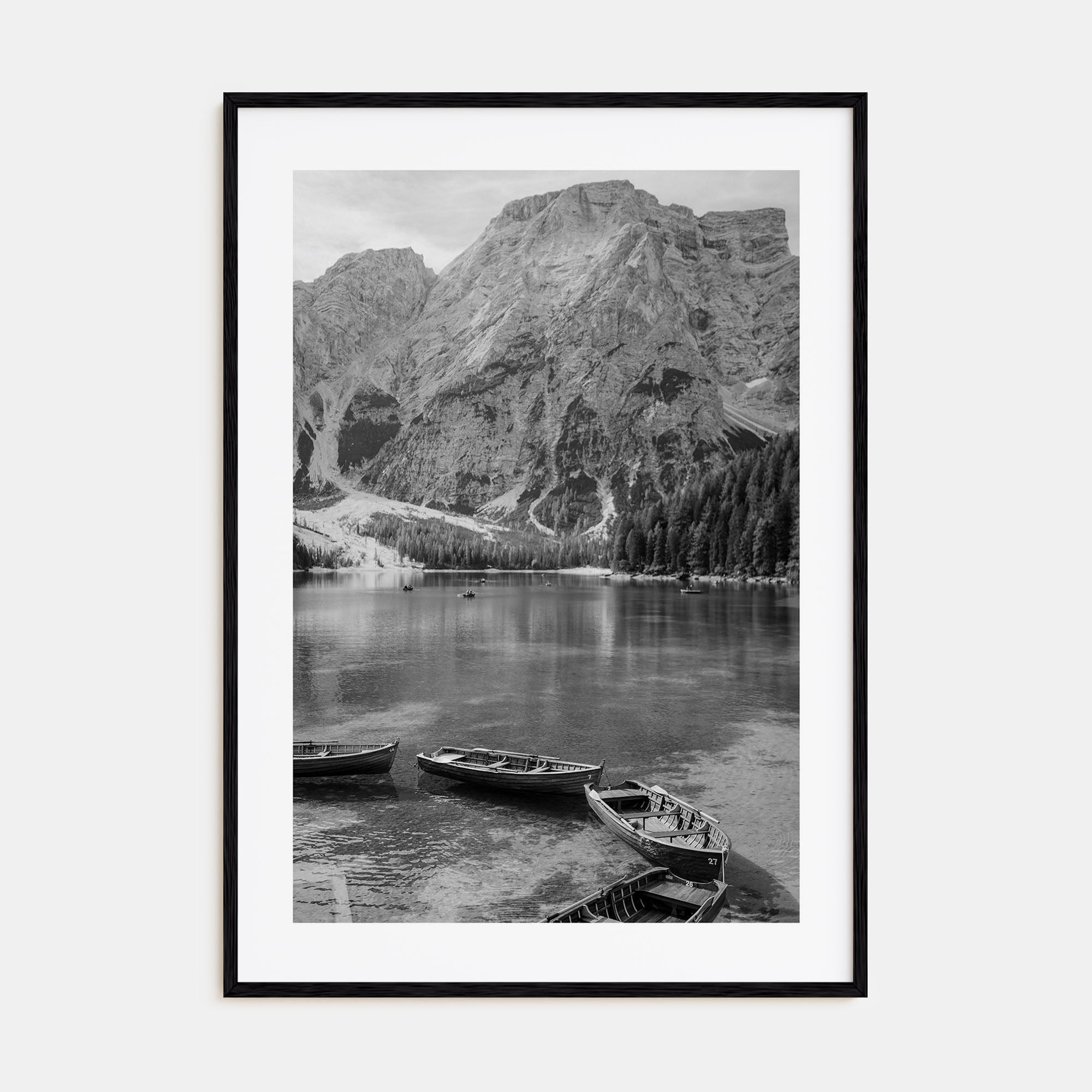 Boat in Lake Photo B&W Poster