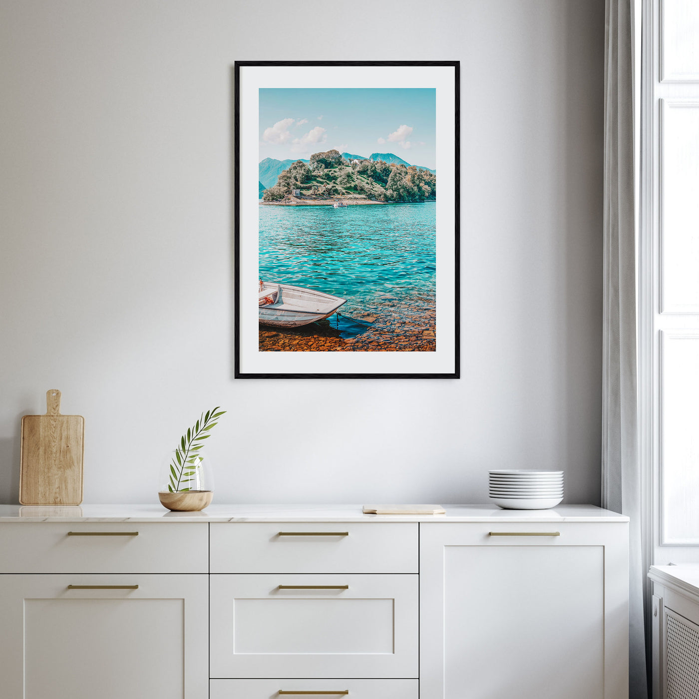 Boat in Lake Photo Color Poster