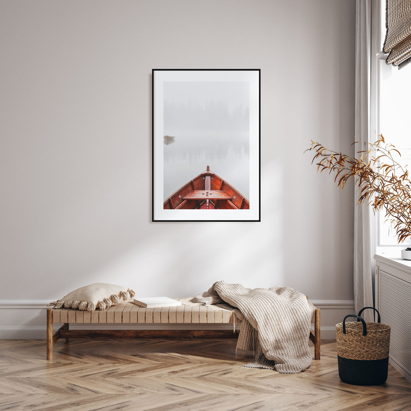 Boats on Foggy Lake Photo Color Poster