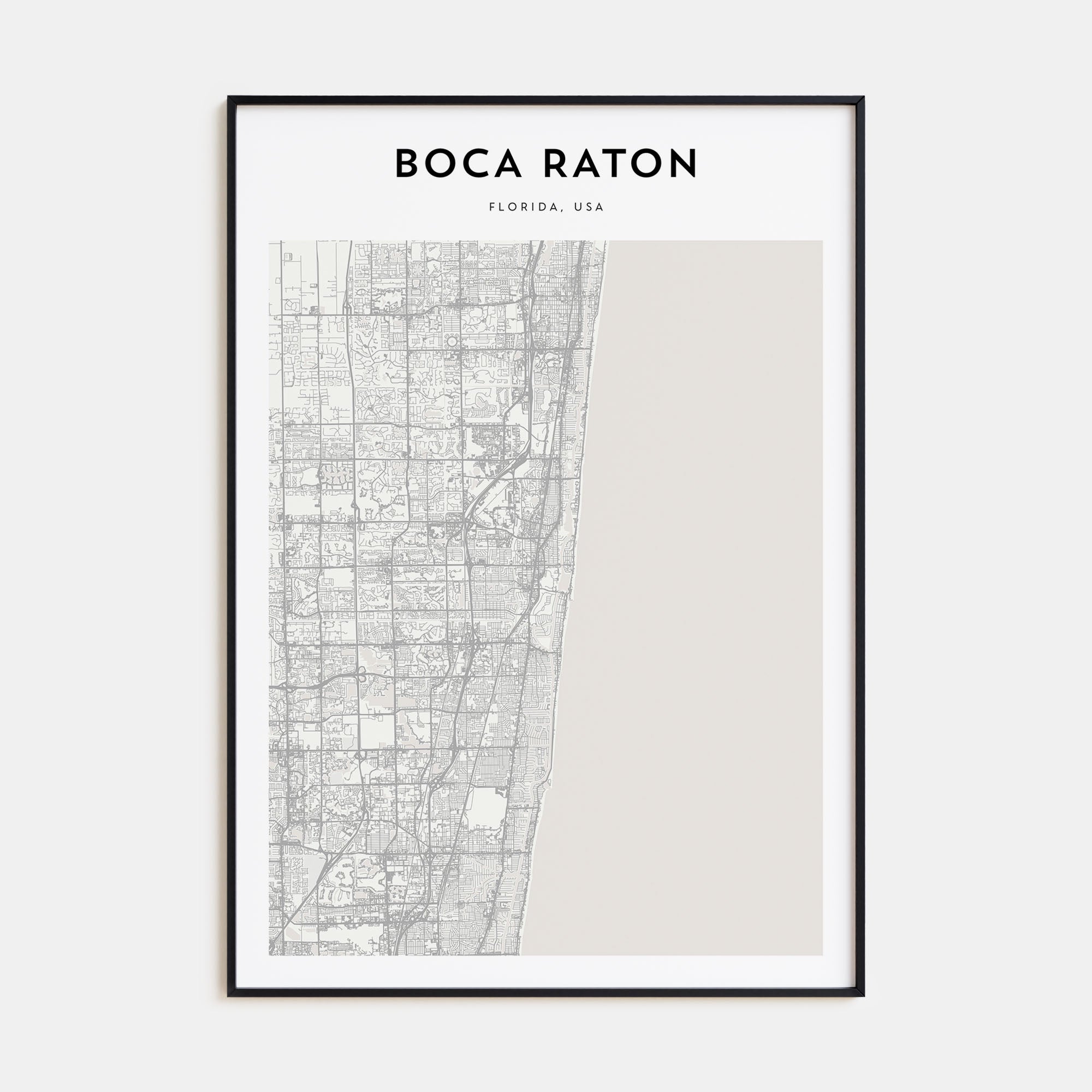 Boca Raton Map Portrait Poster
