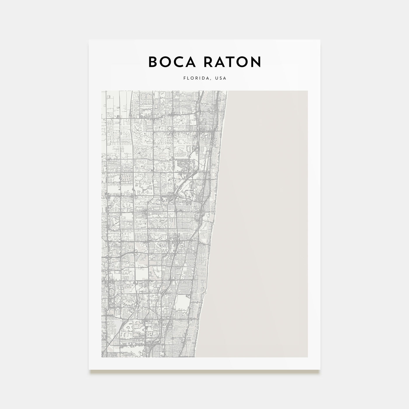 Boca Raton Map Portrait Poster