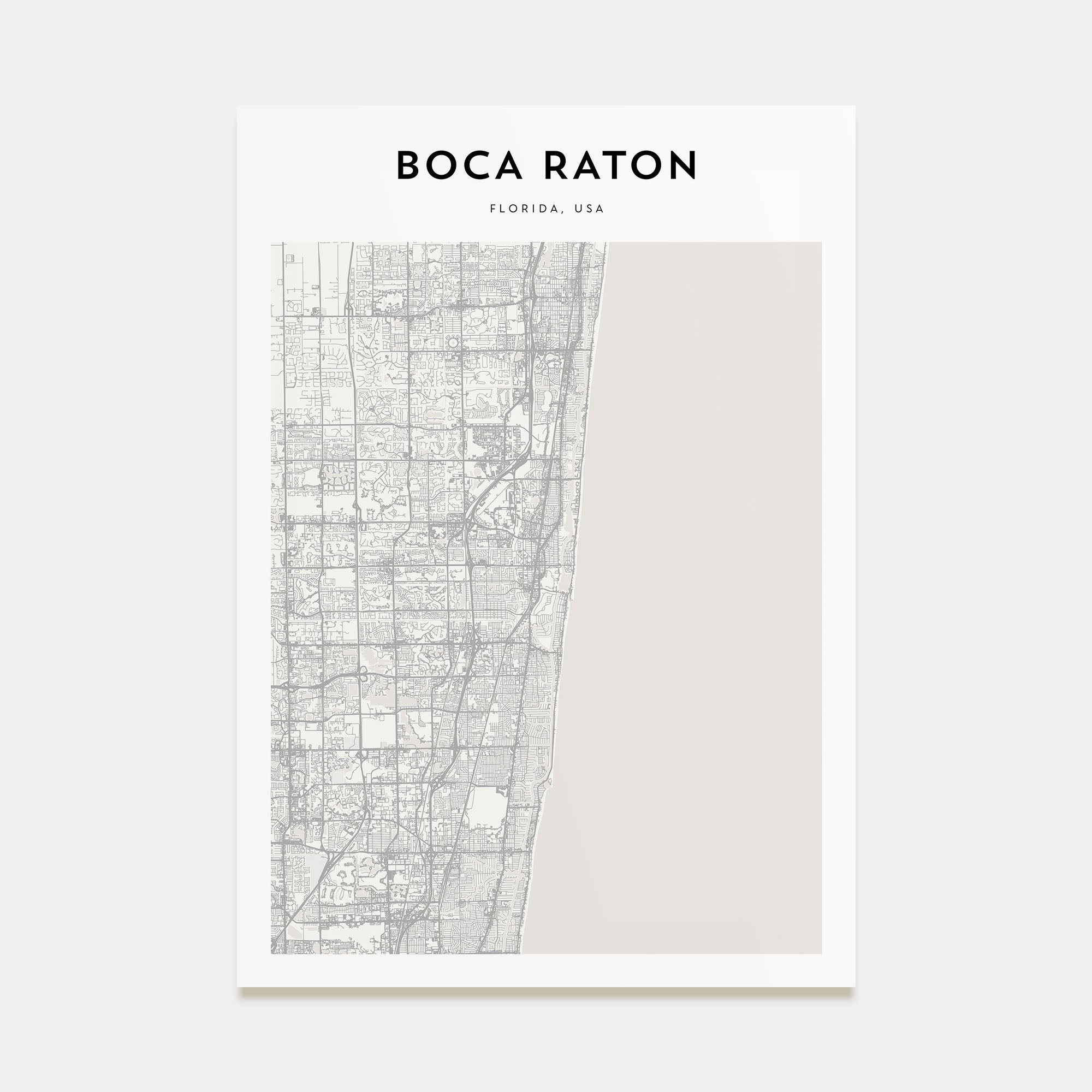 Boca Raton Map Portrait Poster