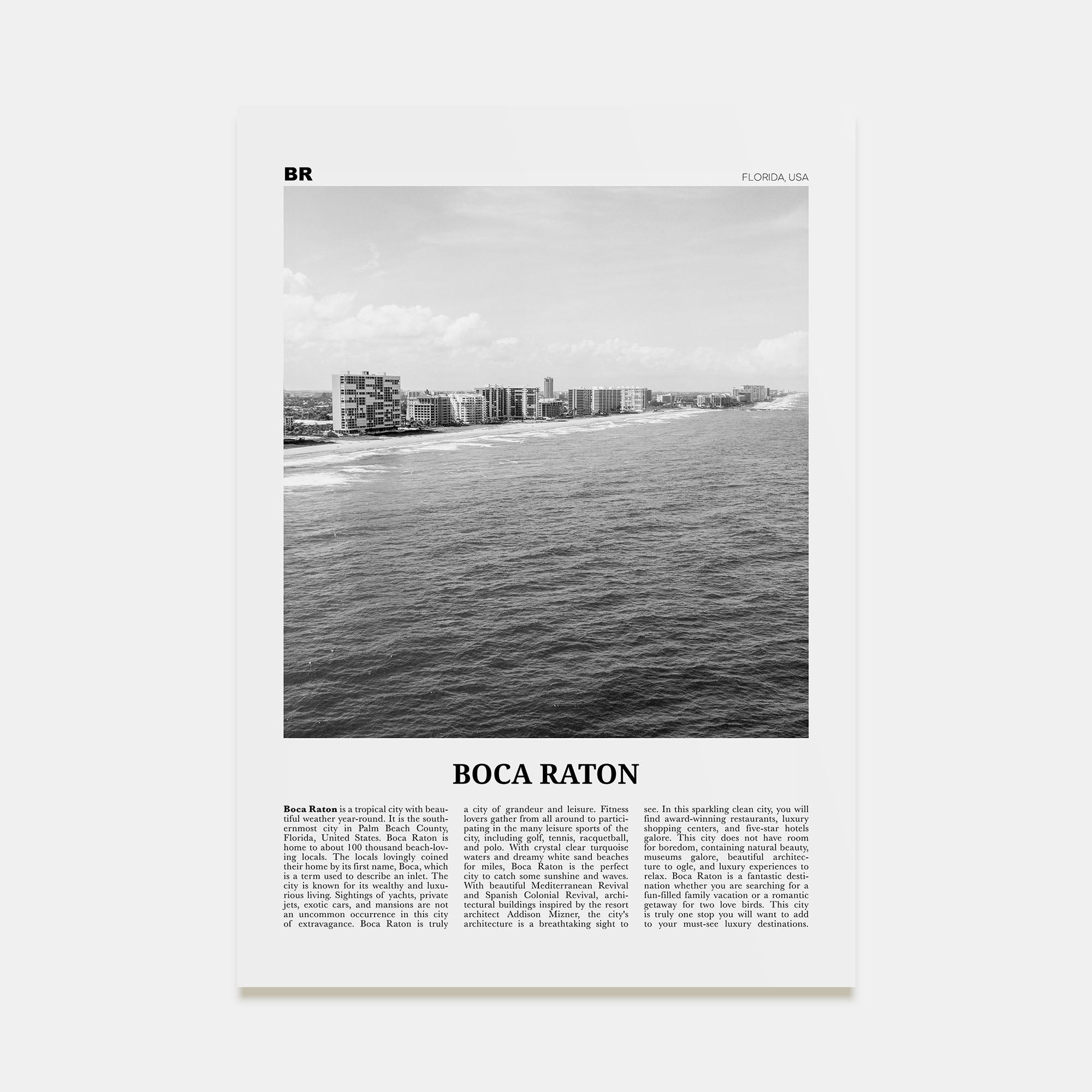 Boca Raton Travel B&W No 1 Poster