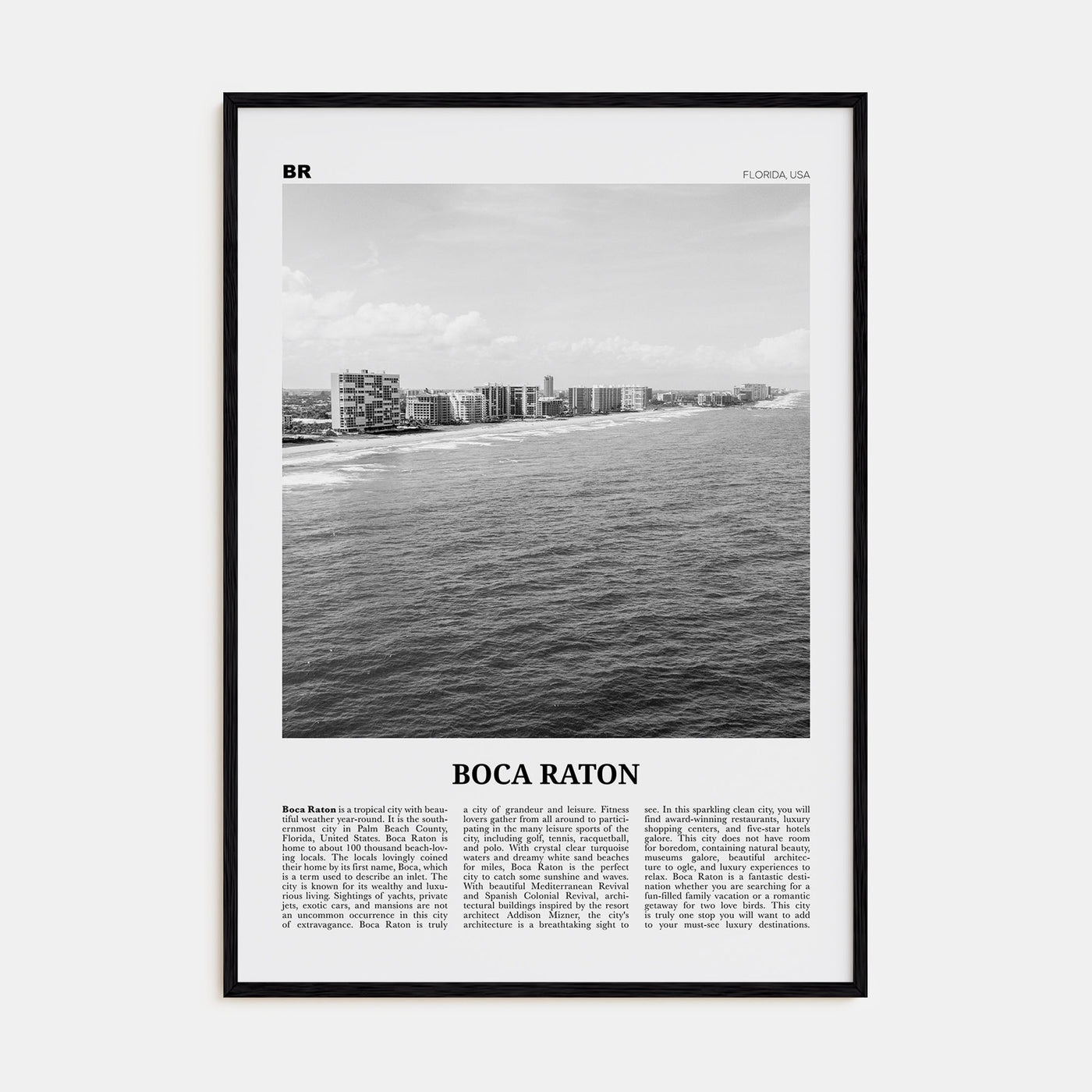 Boca Raton Travel B&W No 1 Poster