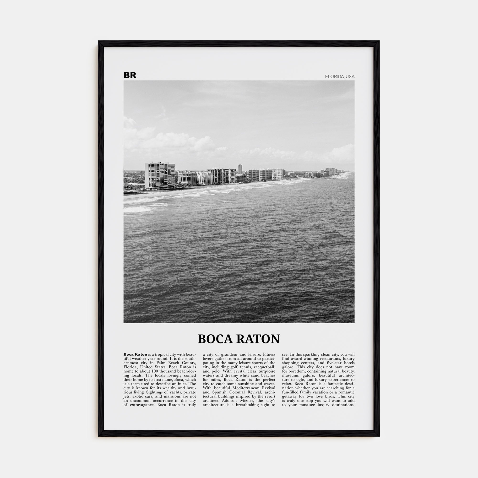 Boca Raton Travel B&W No 1 Poster