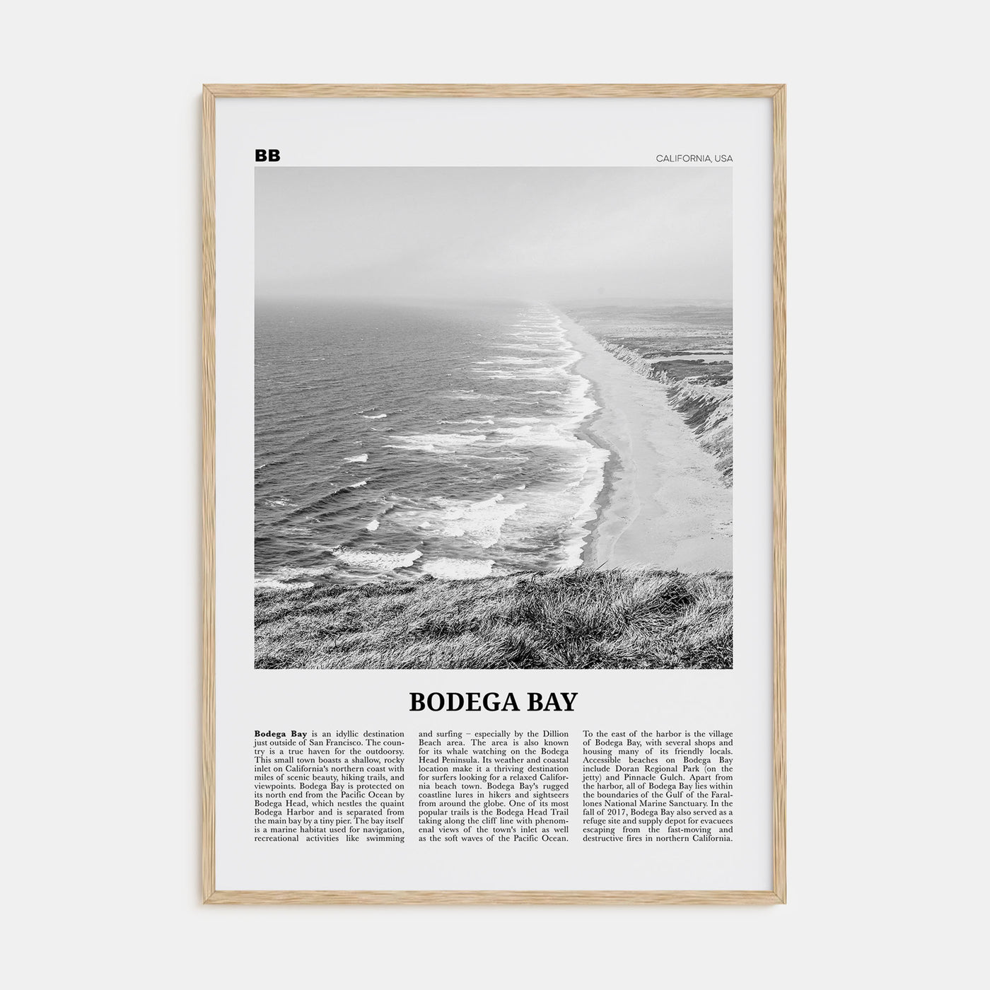 Bodega Bay Travel B&W Poster