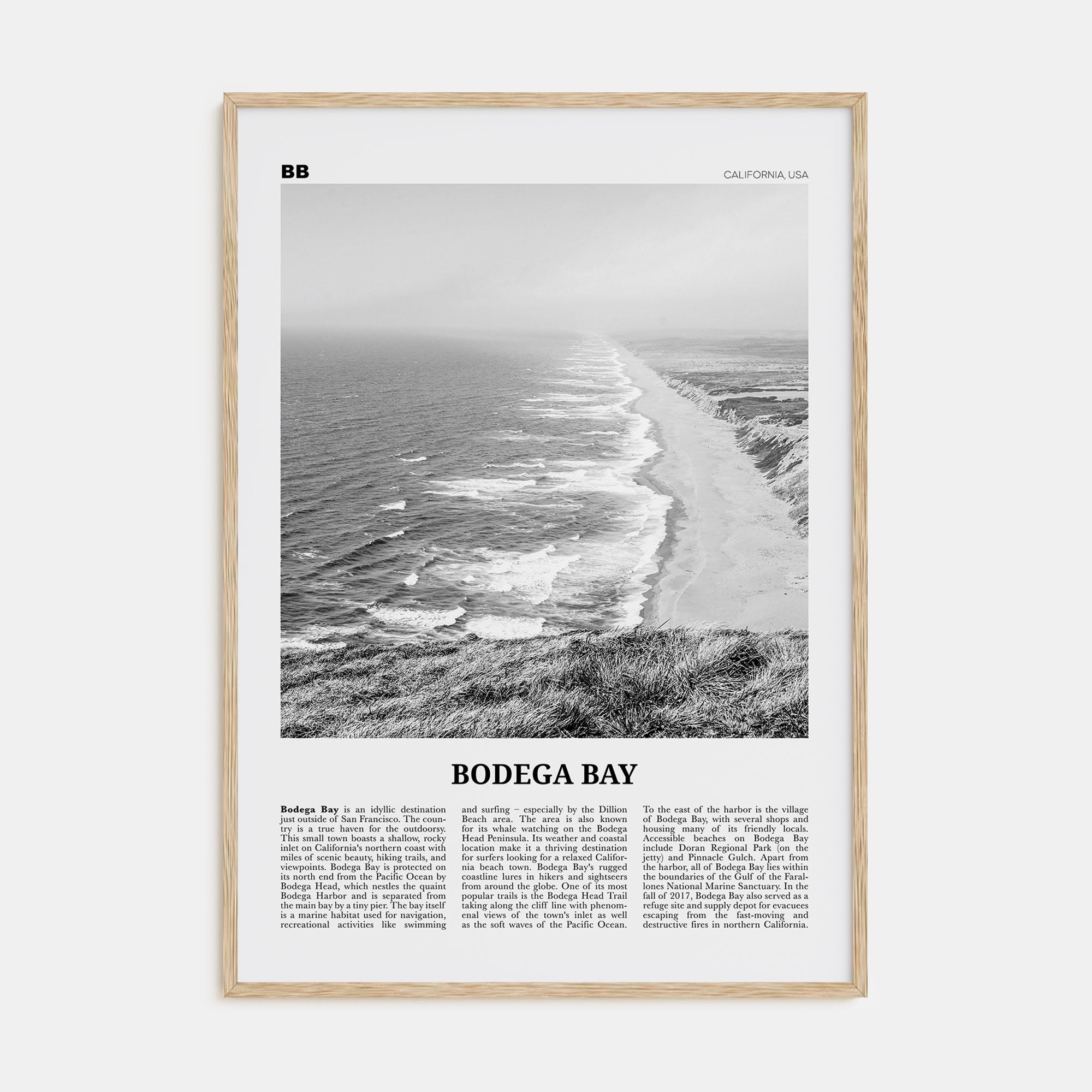 Bodega Bay Travel B&W Poster