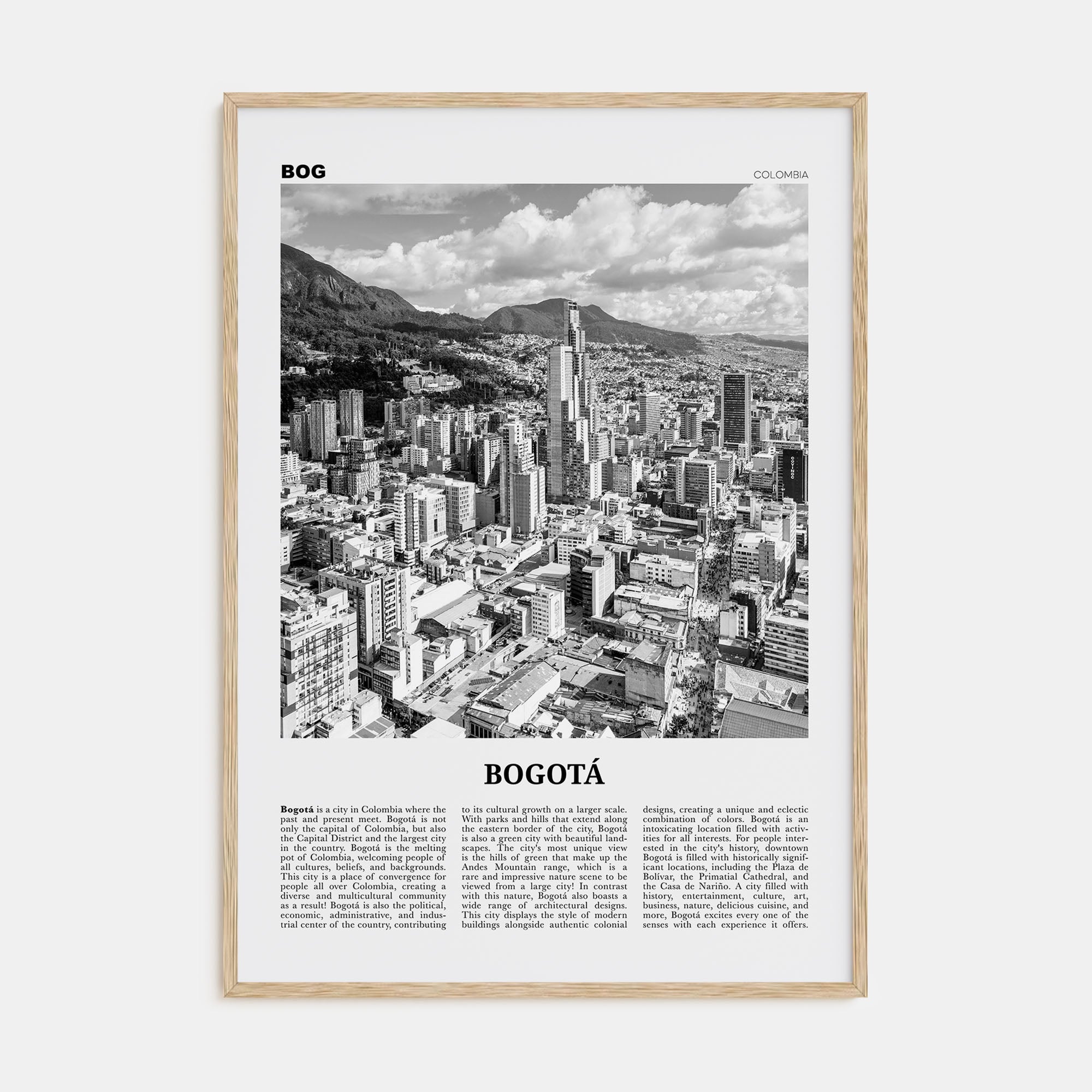 Bogotá Travel B&W No 1 Poster