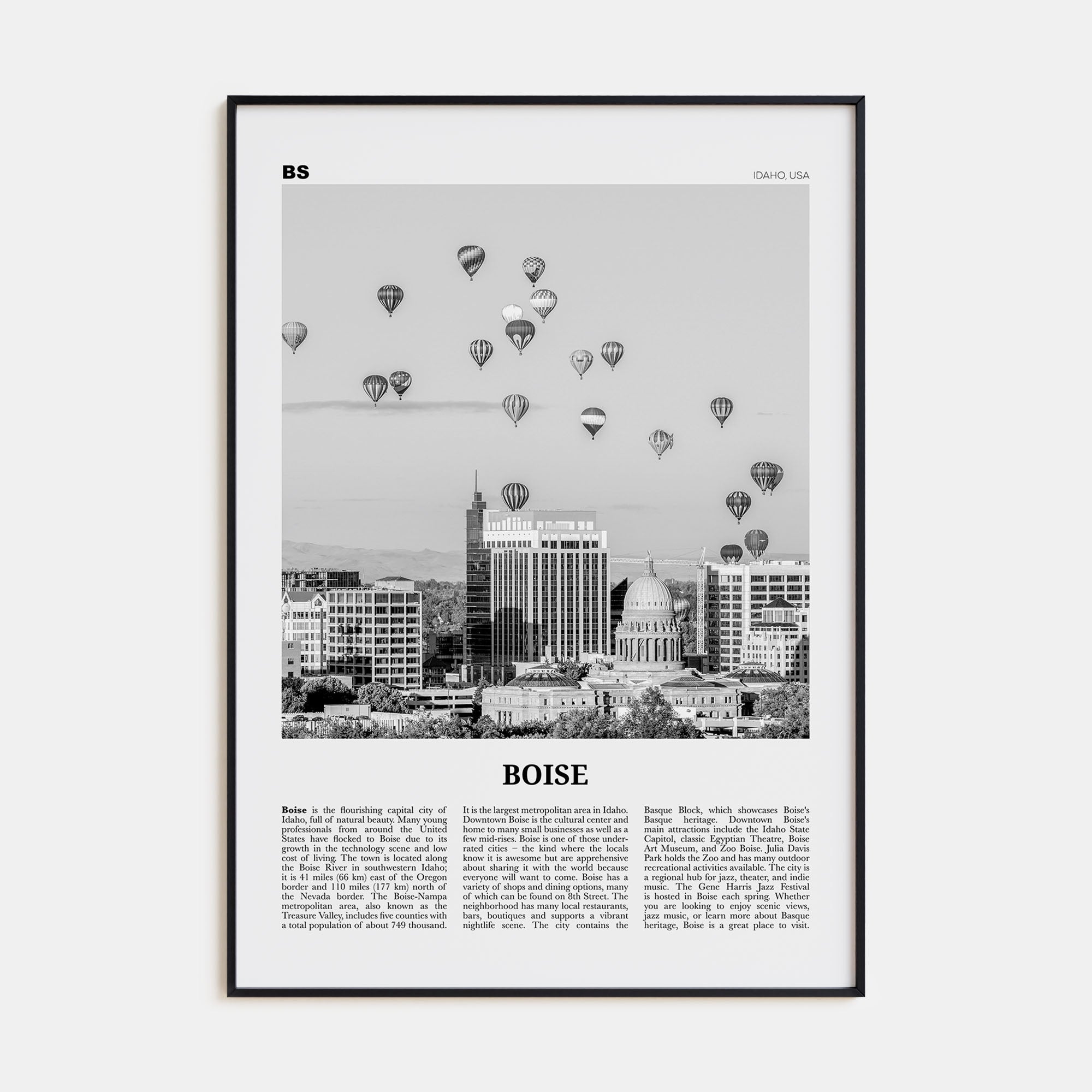 Boise Travel B&W No 1 Poster