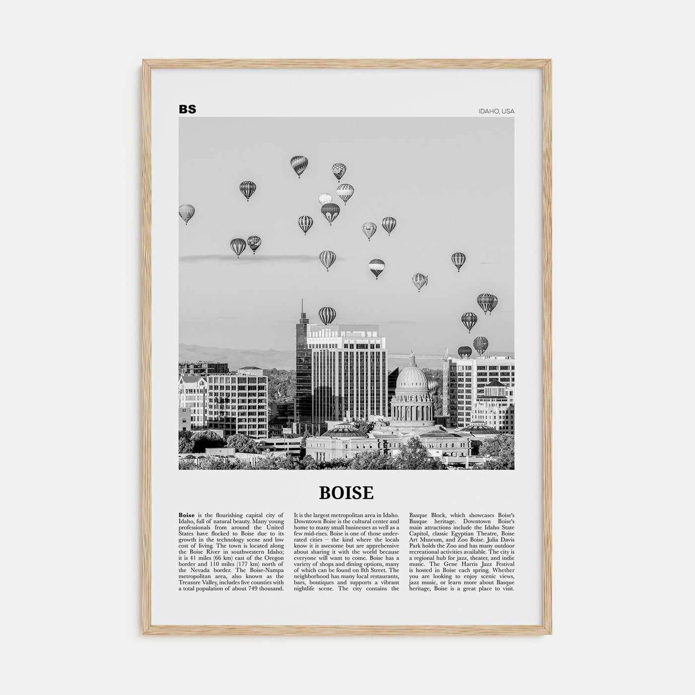 Boise Travel B&W No 1 Poster