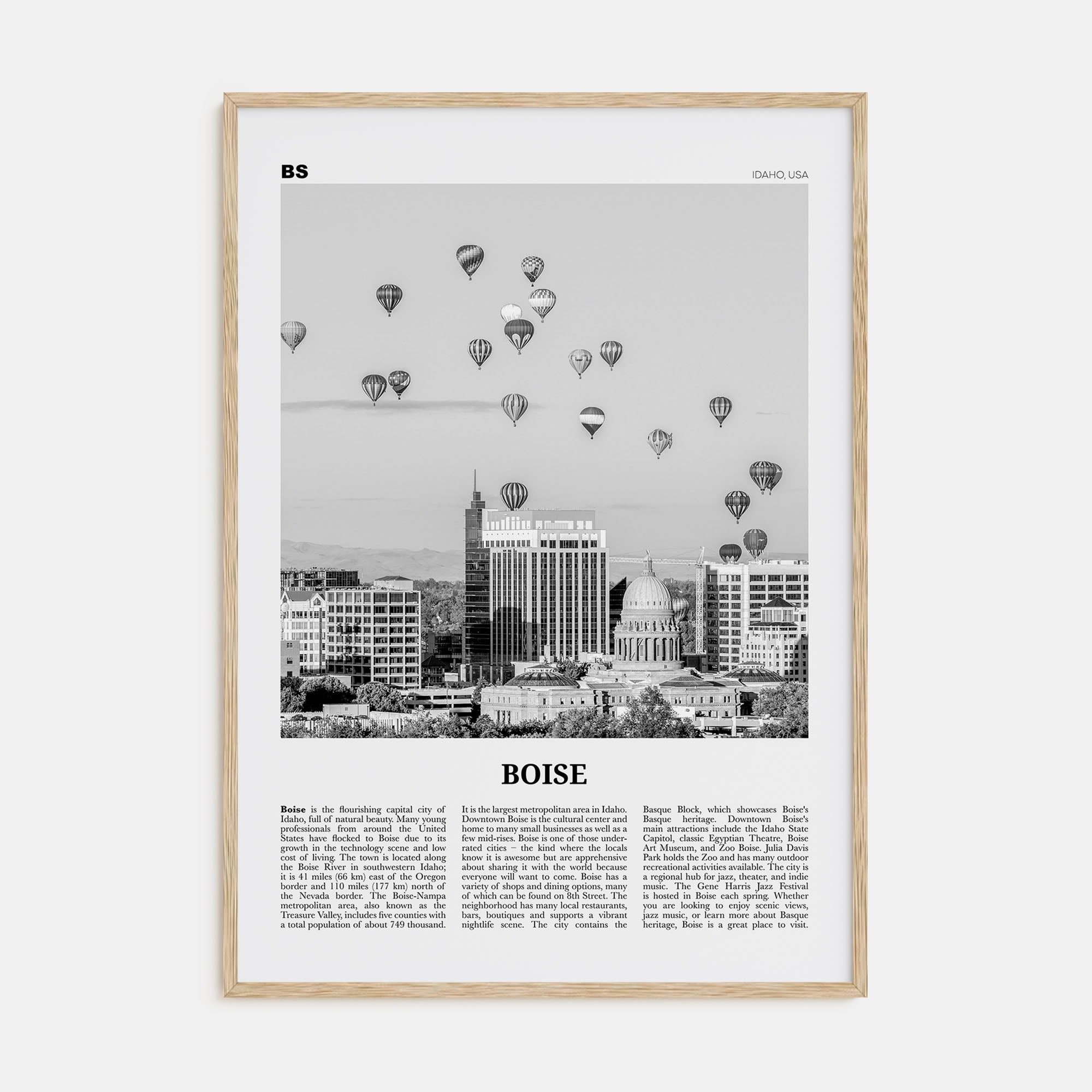 Boise Travel B&W No 1 Poster