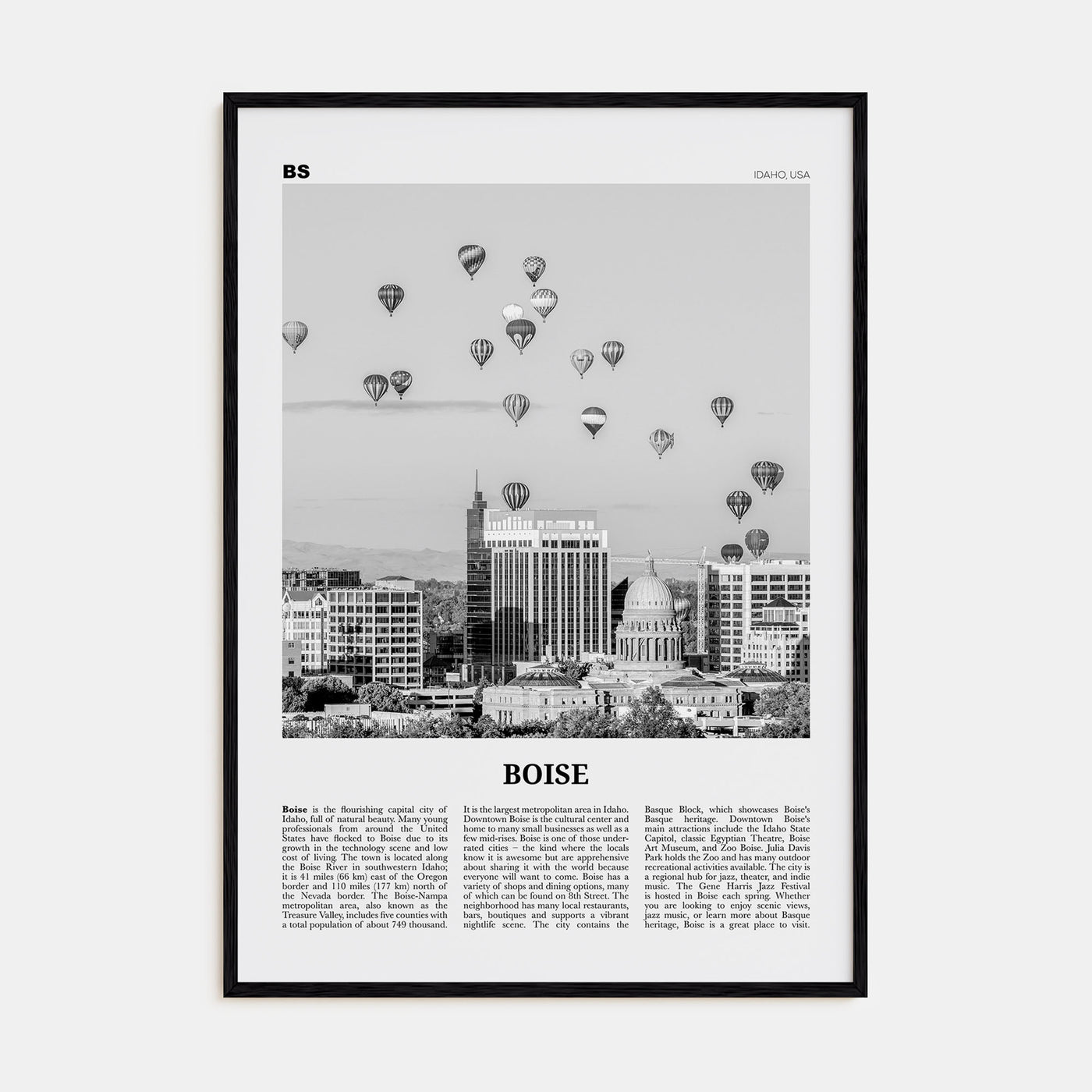 Boise Travel B&W No 1 Poster