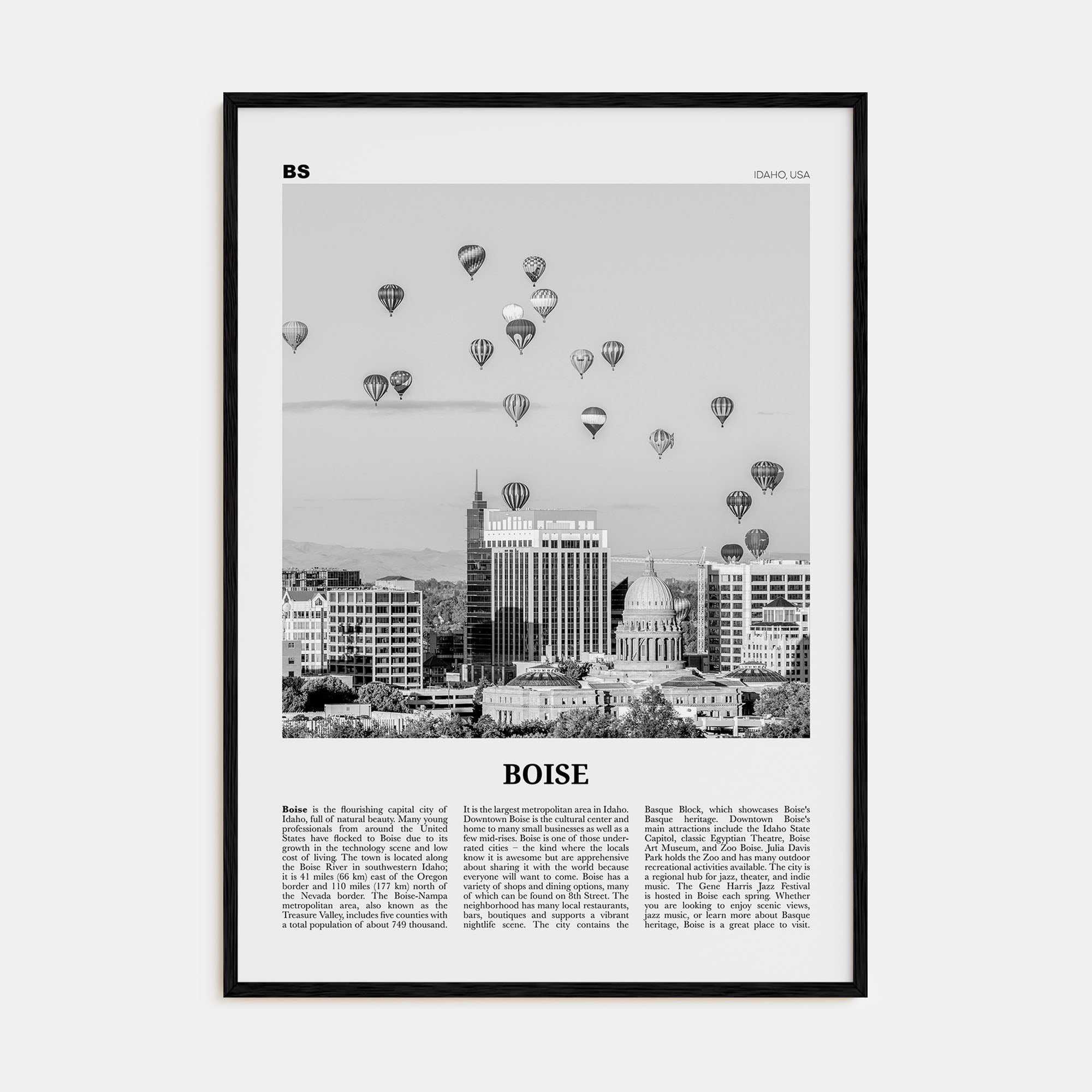 Boise Travel B&W No 1 Poster