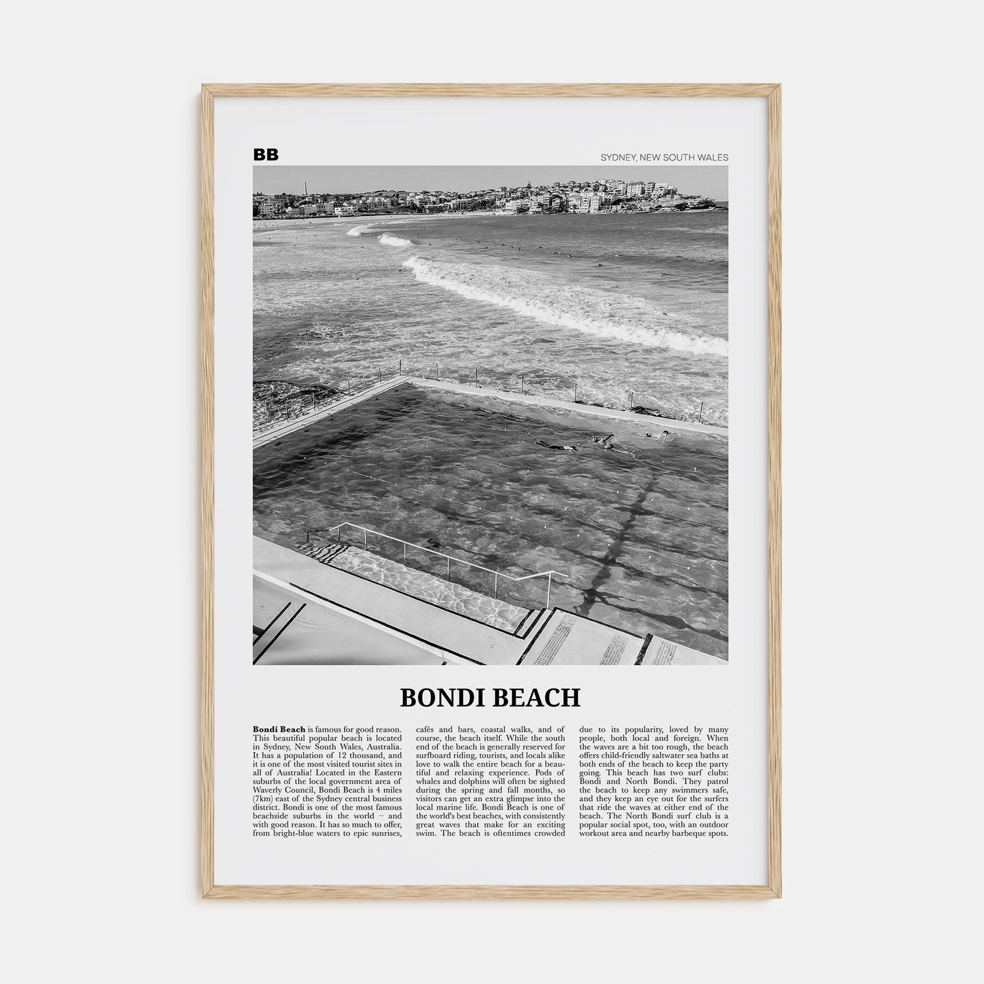 Bondi Beach Travel B&W No 1 Poster