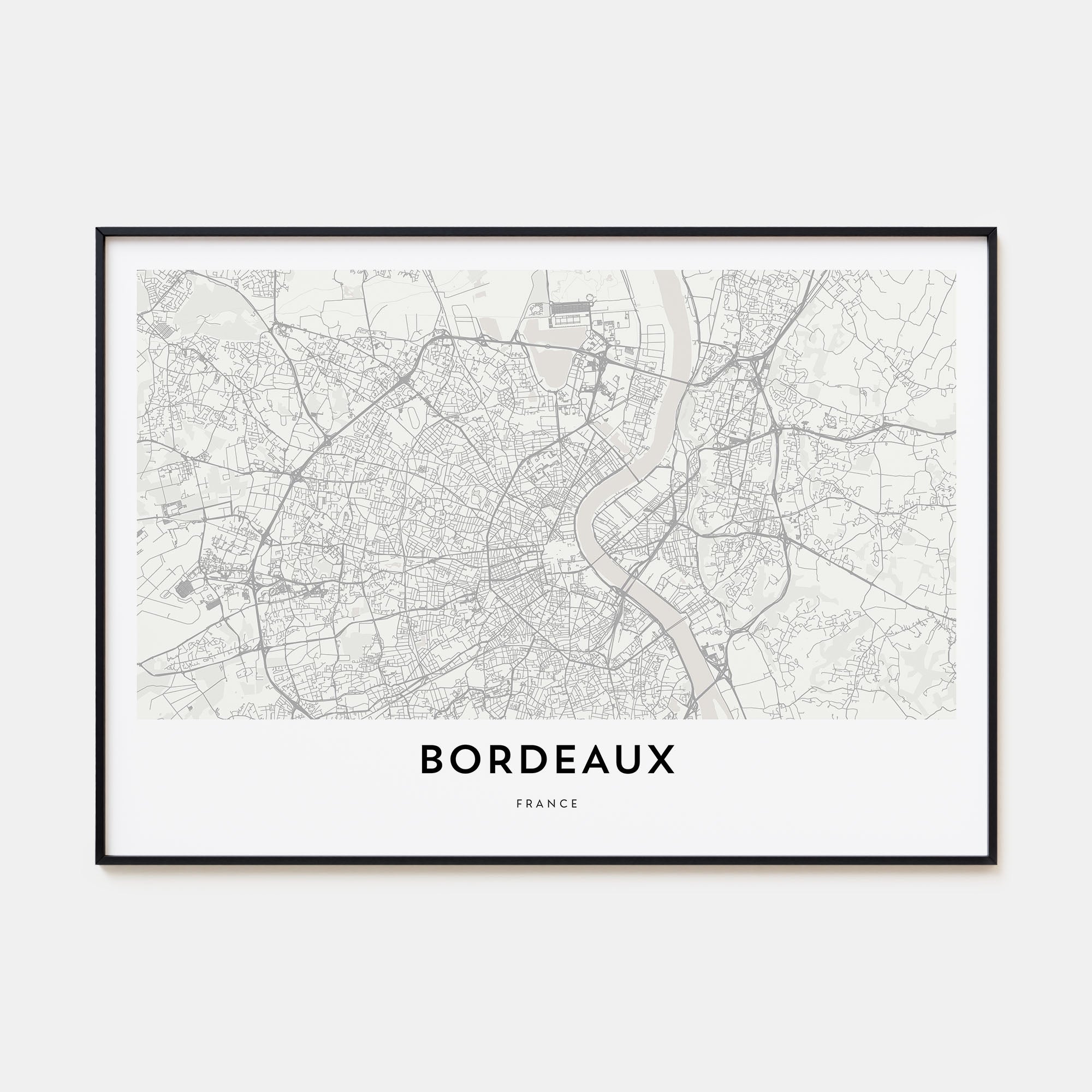 Bordeaux Map Landscape Poster