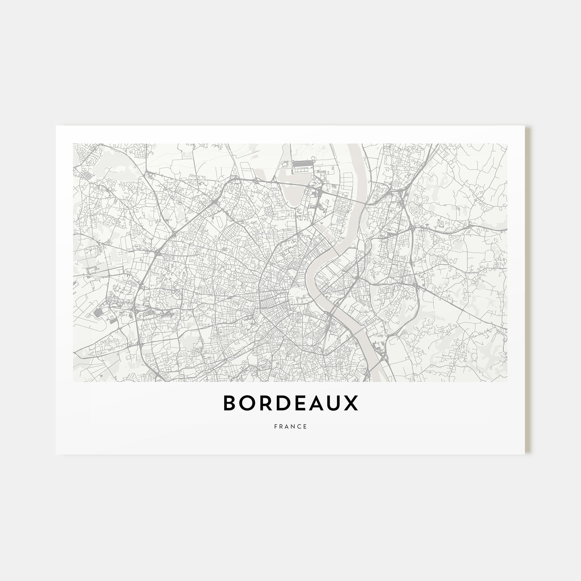 Bordeaux Map Landscape Poster