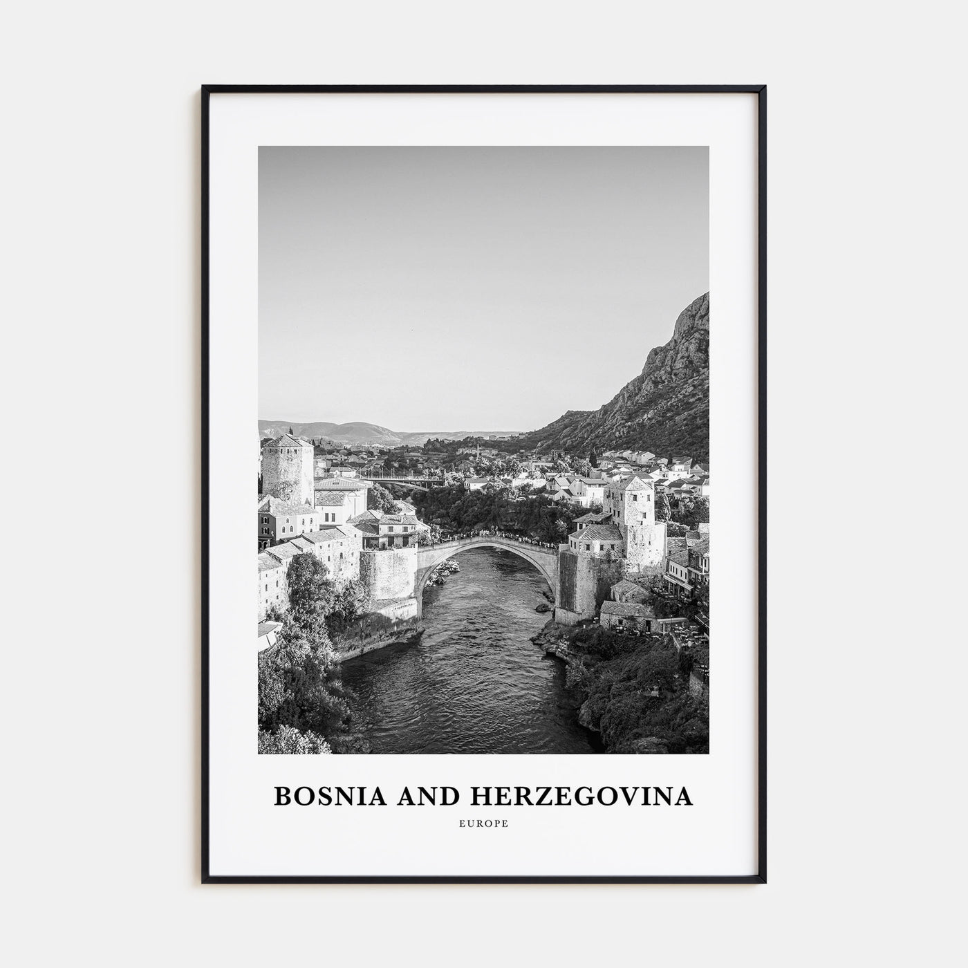 Bosnia and Herzegovina Portrait B&W Poster