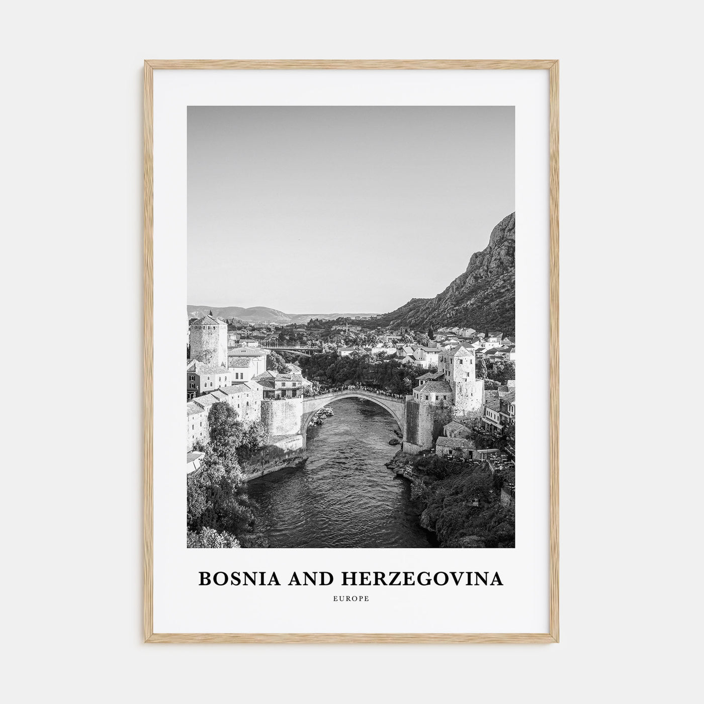 Bosnia and Herzegovina Portrait B&W Poster