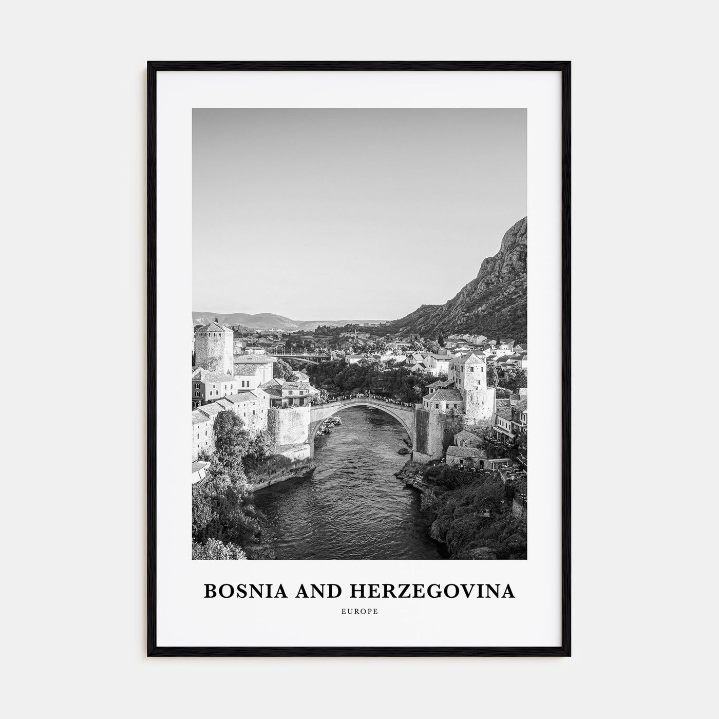 Bosnia and Herzegovina Portrait B&W Poster
