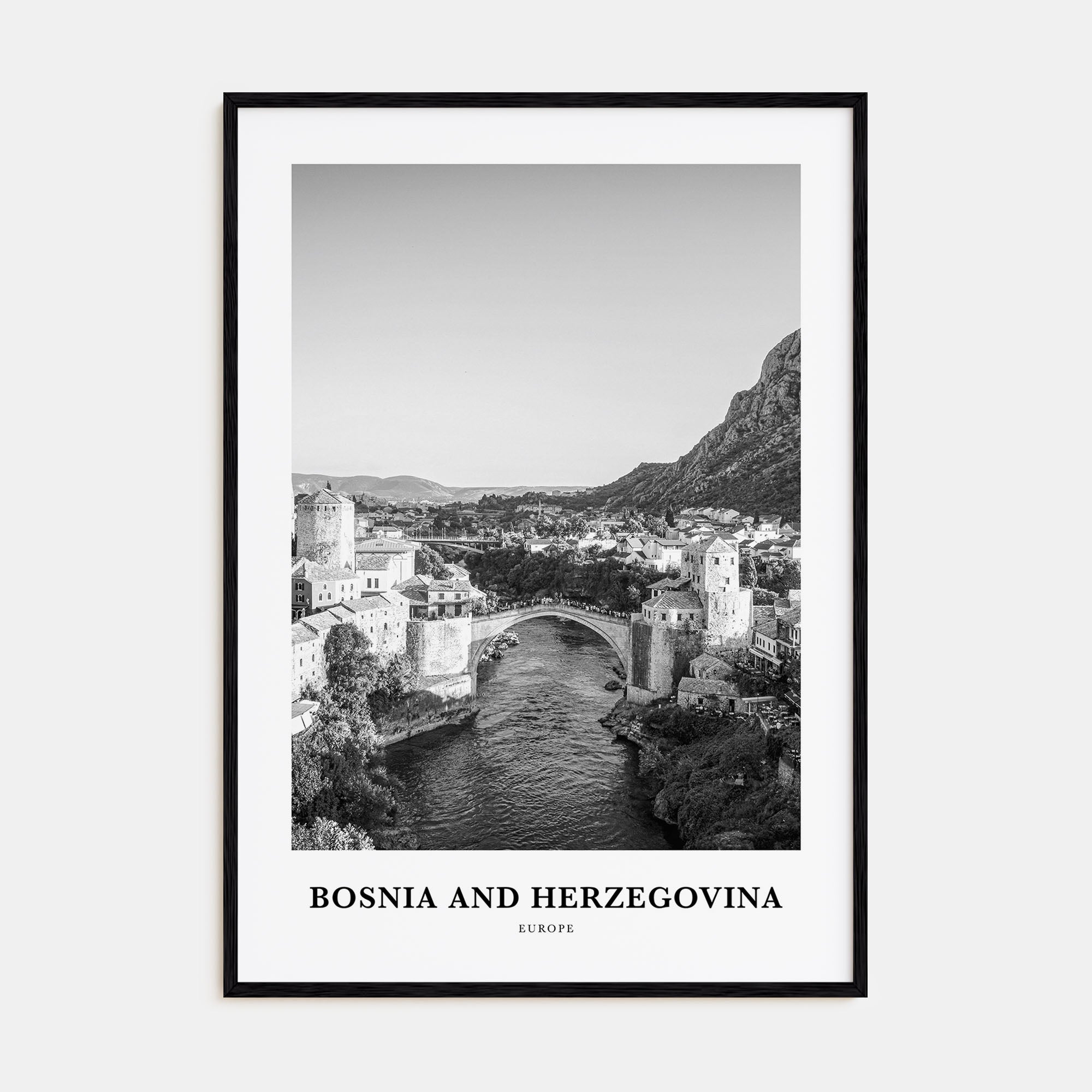 Bosnia and Herzegovina Portrait B&W Poster