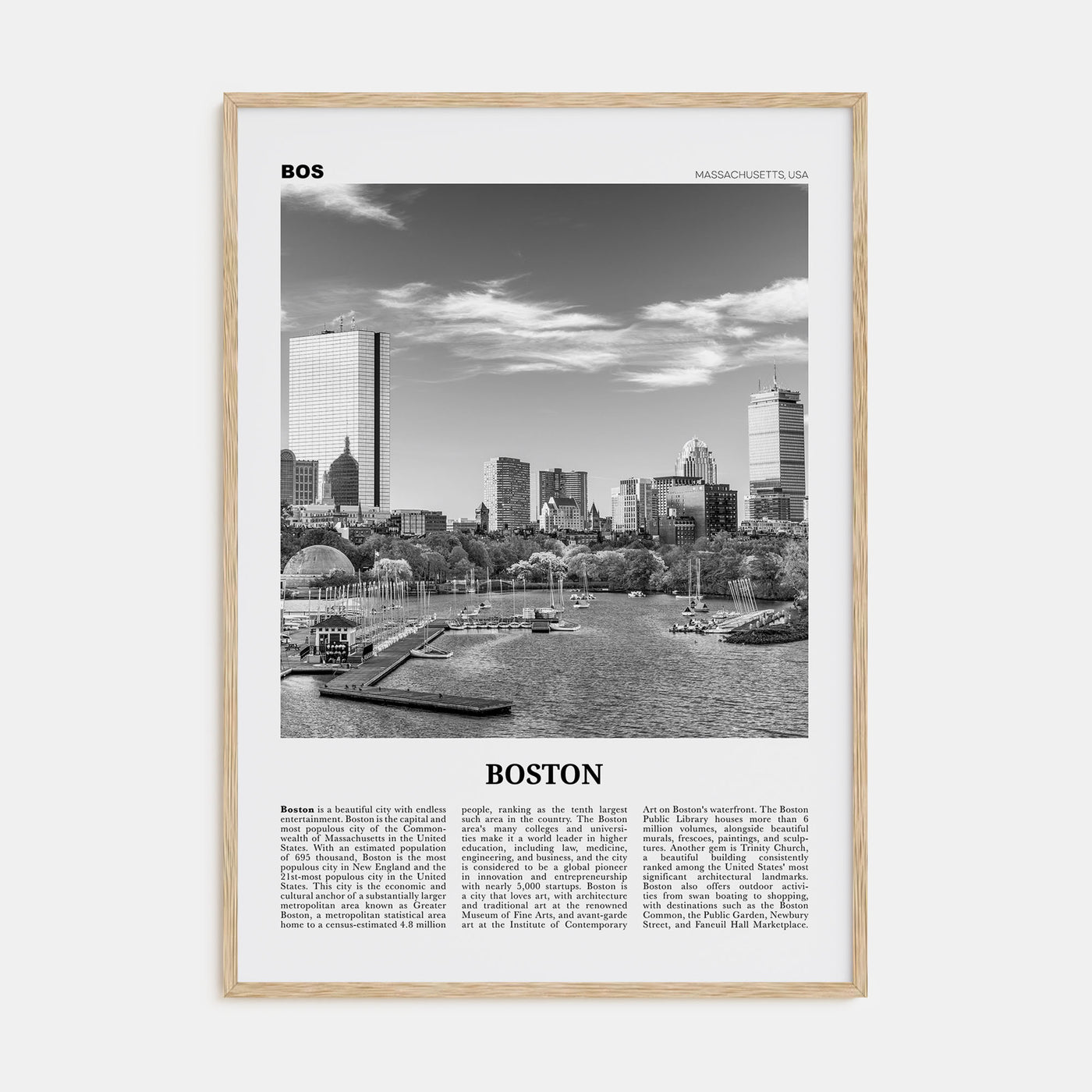 Boston Travel B&W No 2 Poster