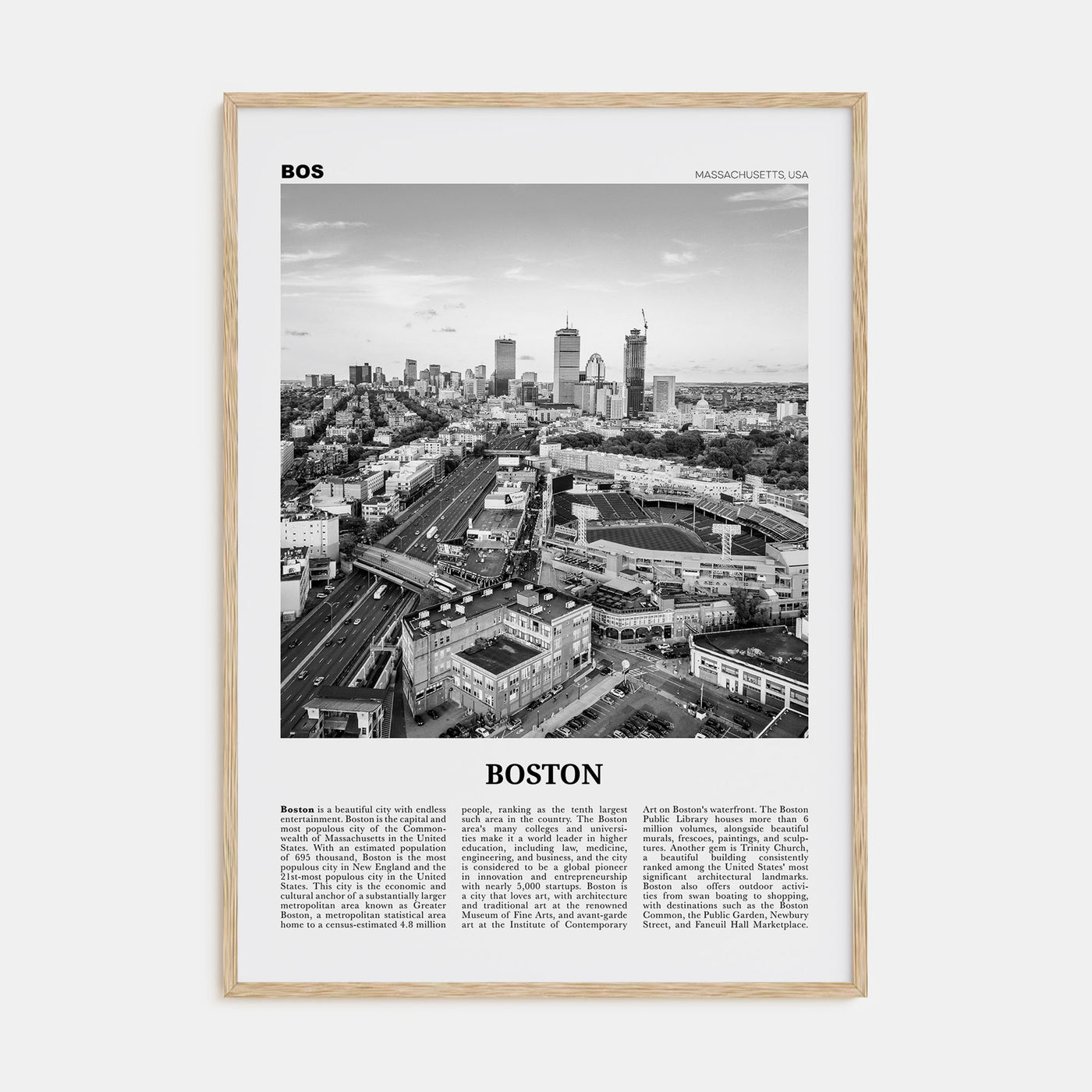 Boston Travel B&W No 3 Poster