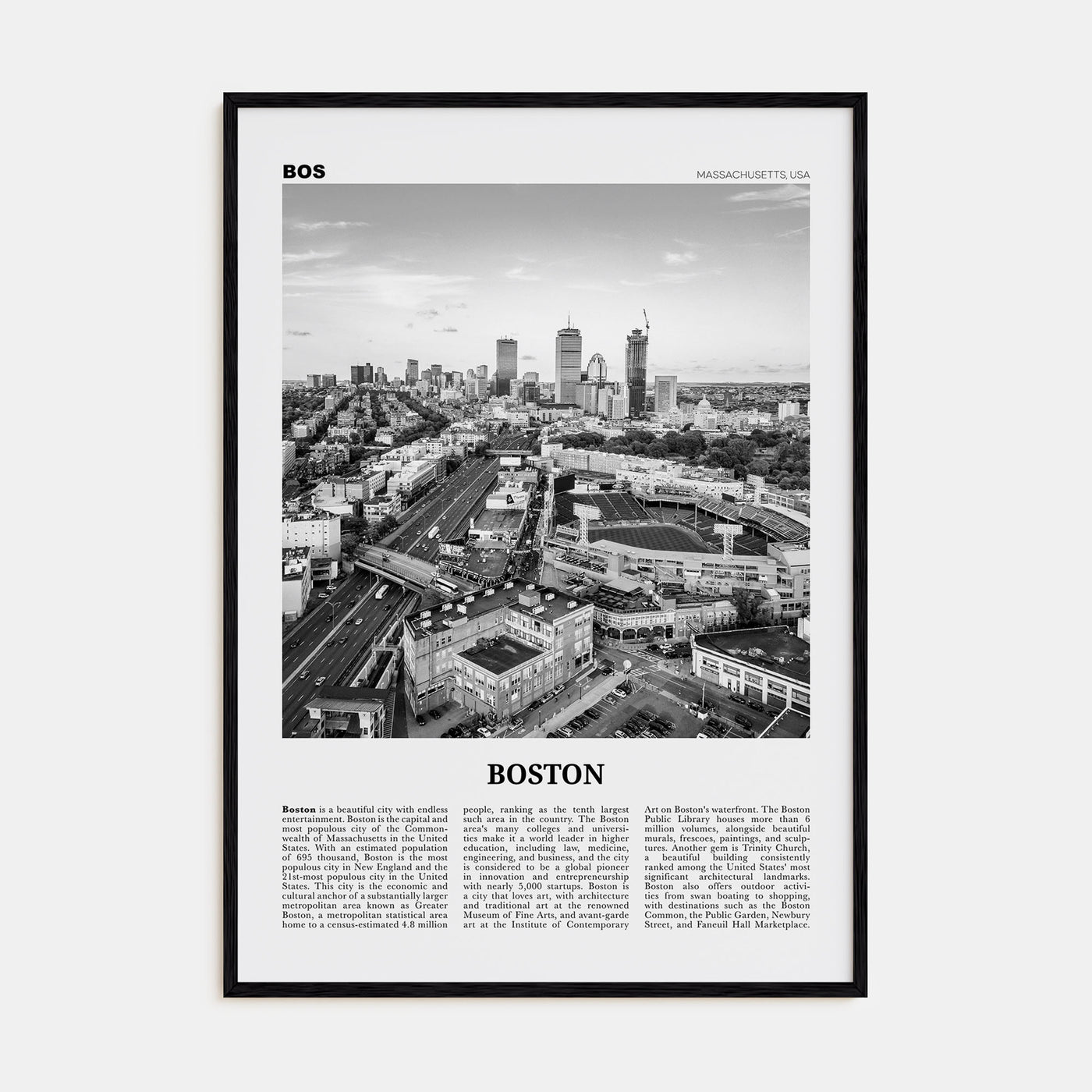 Boston Travel B&W No 3 Poster