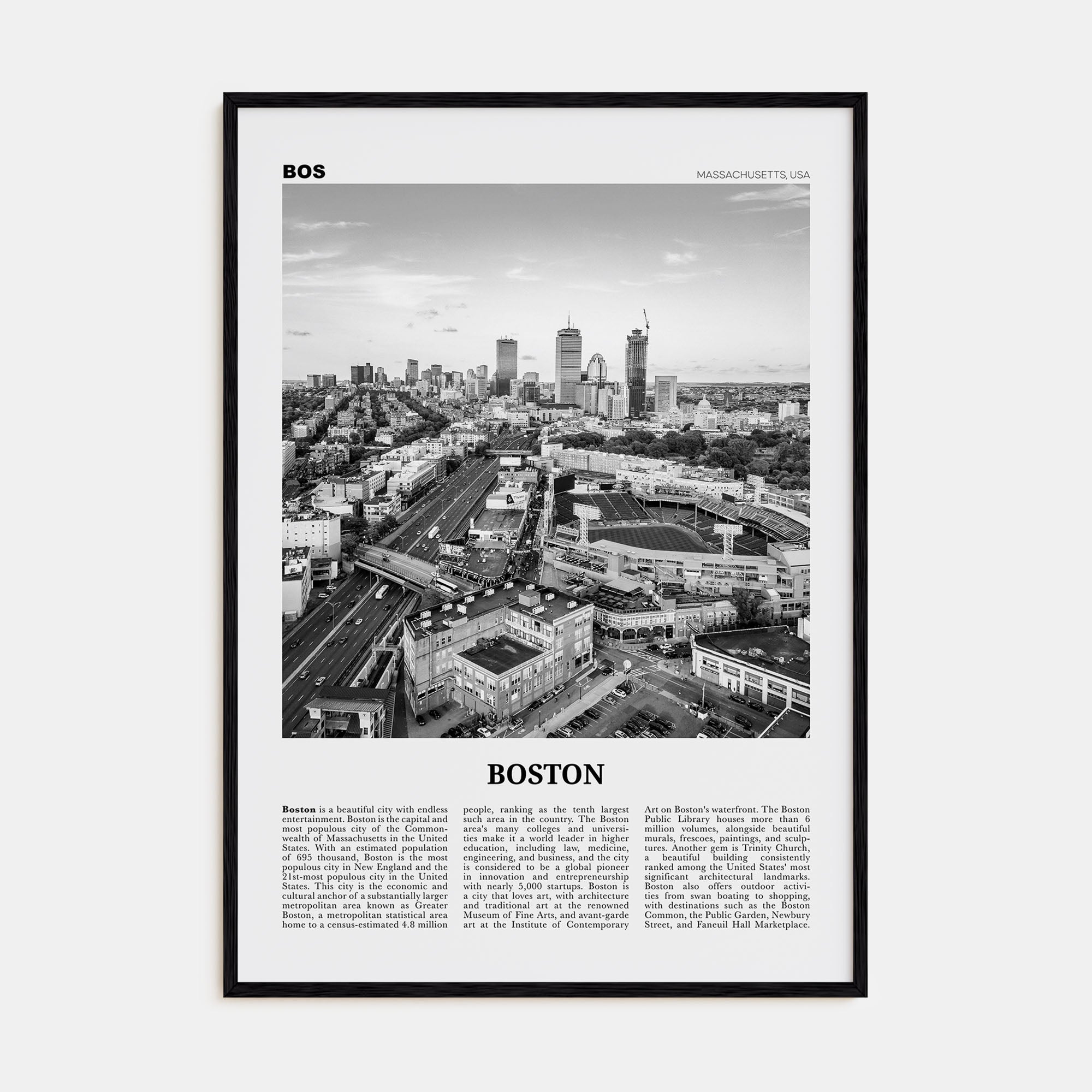 Boston Travel B&W No 3 Poster