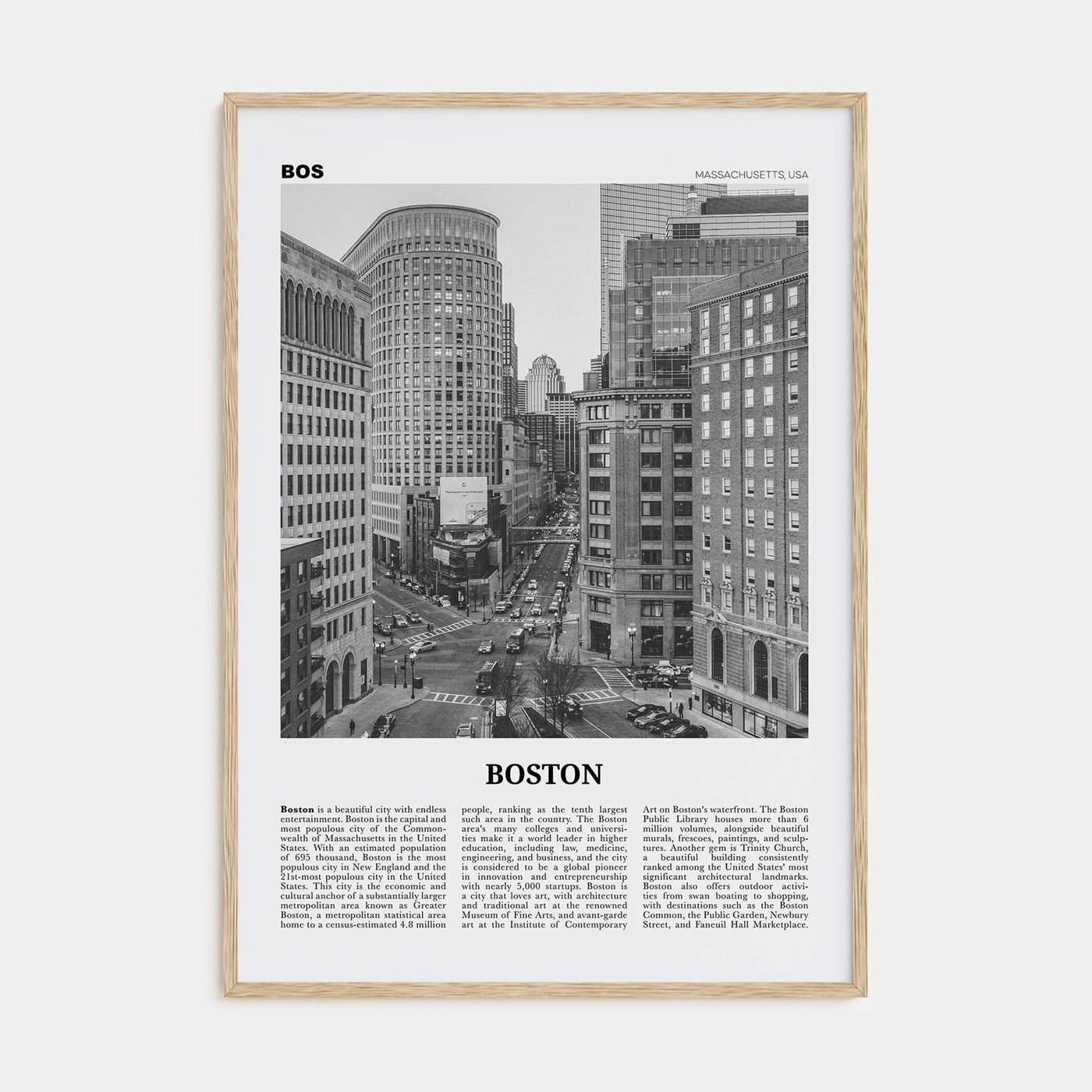 Boston Travel B&W No 4 Poster