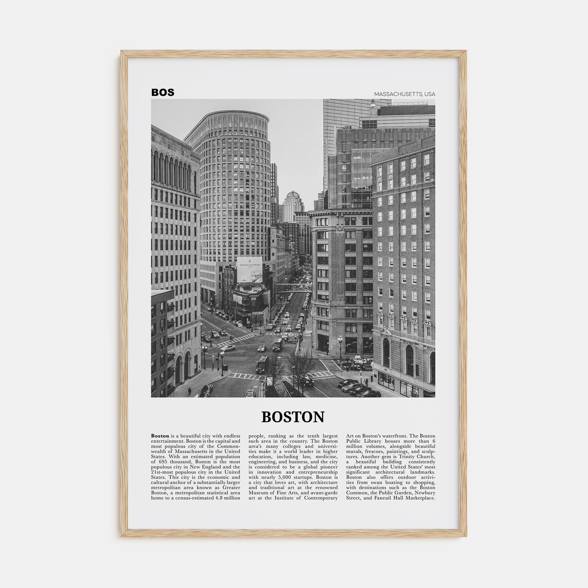Boston Travel B&W No 4 Poster