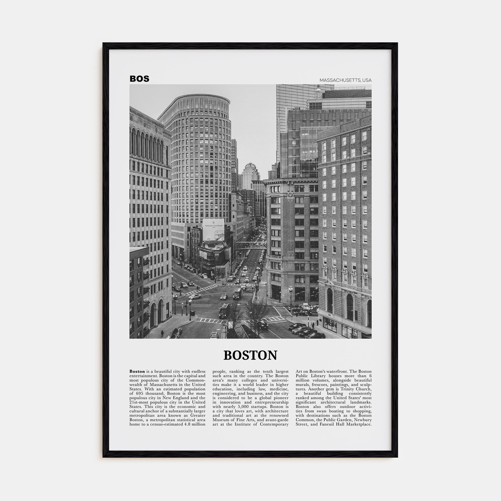 Boston Travel B&W No 4 Poster