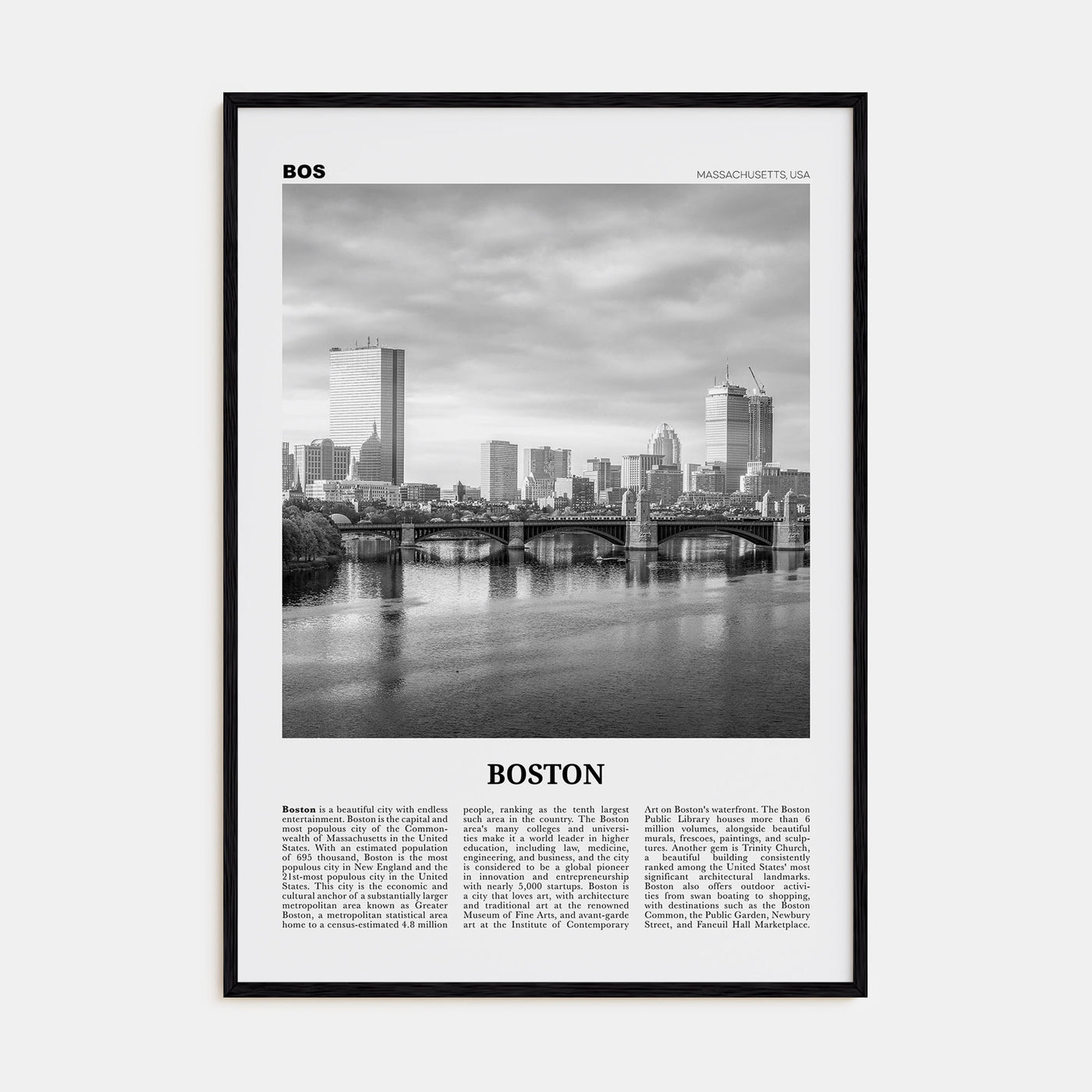 Boston Travel B&W No 5 Poster