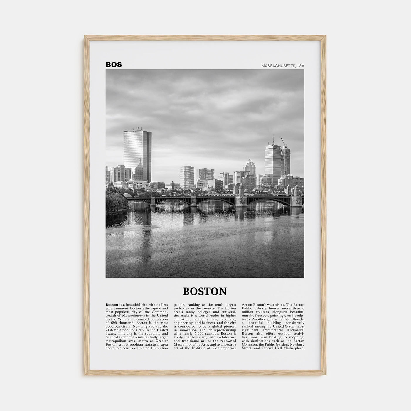 Boston Travel B&W No 5 Poster