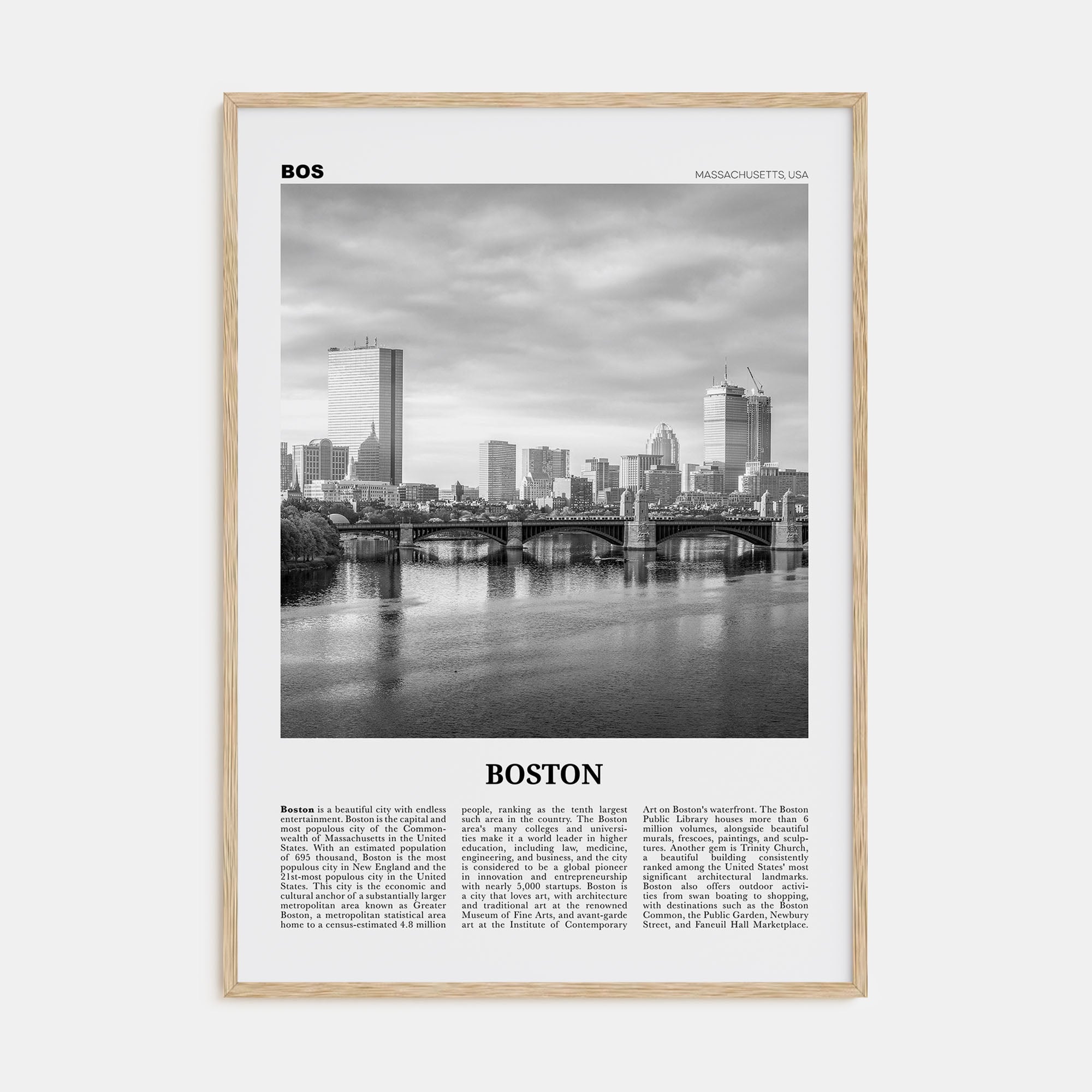 Boston Travel B&W No 5 Poster