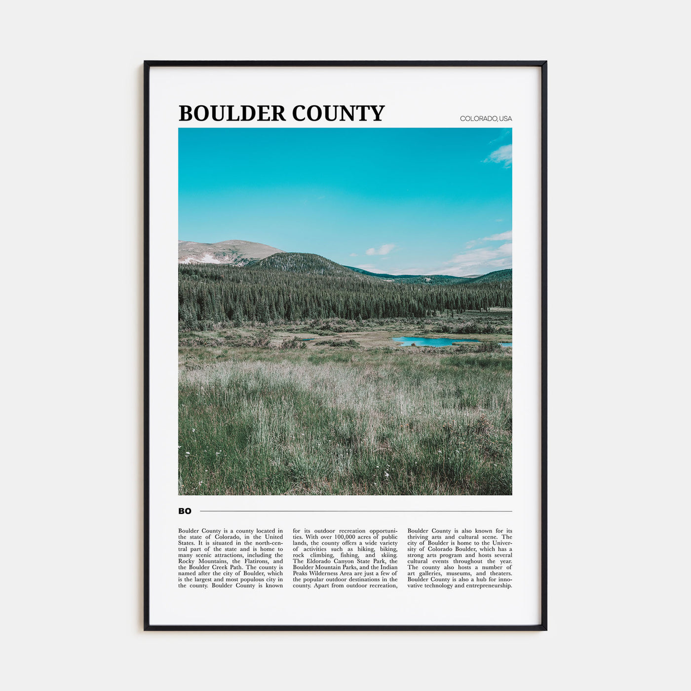 Boulder County Travel Color Poster