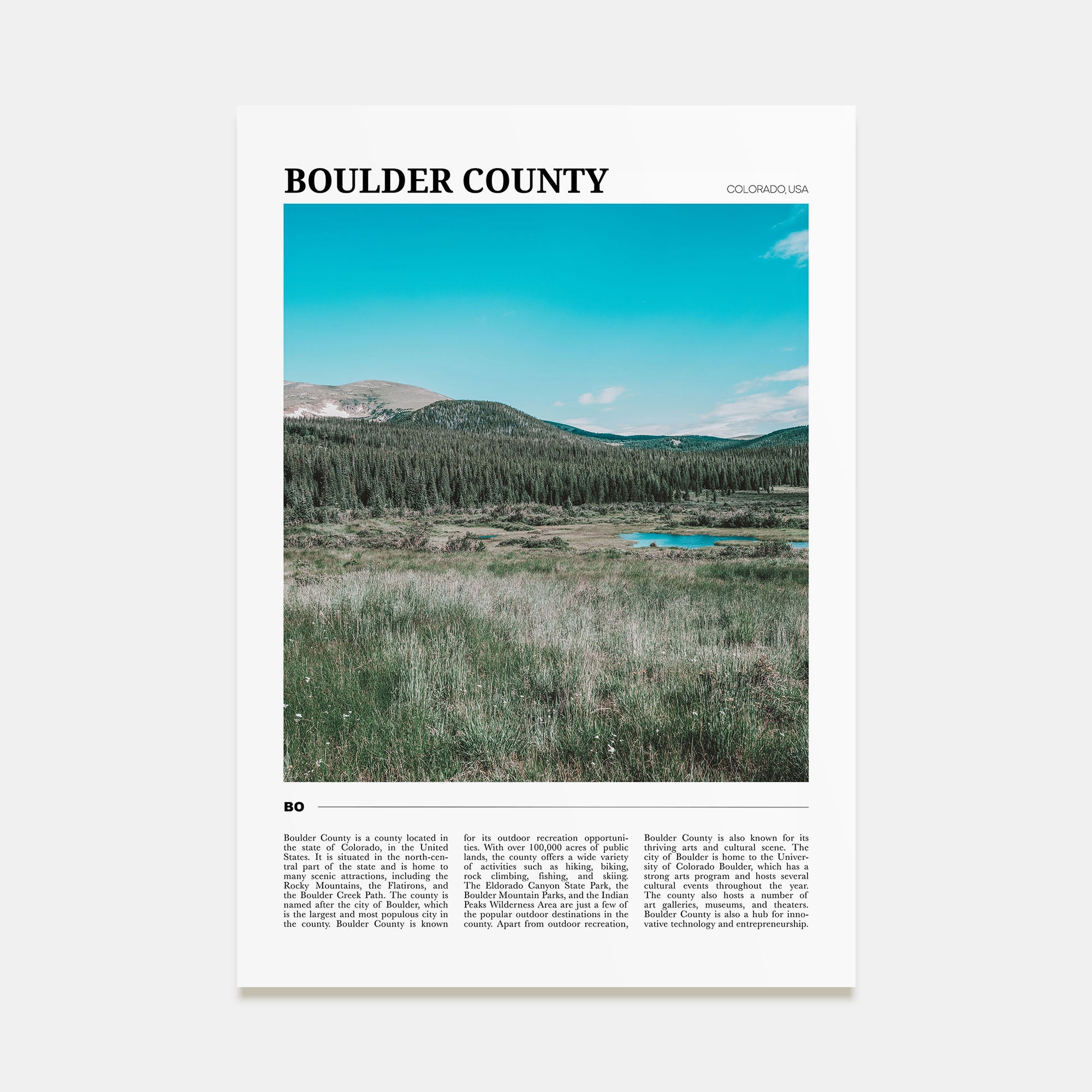 Boulder County Travel Color Poster